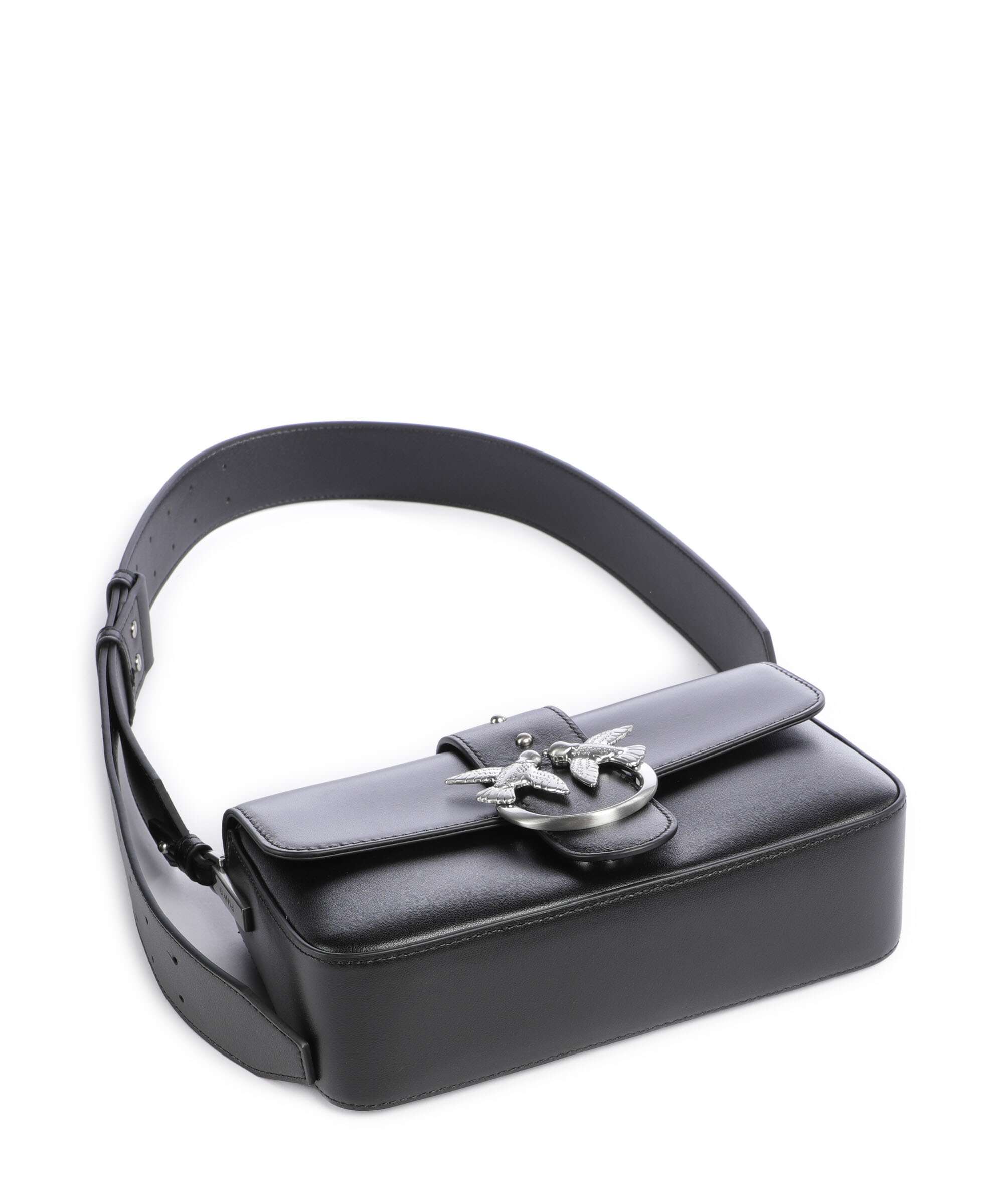 Pinko Love One Mini Slouchy Shoulder bag nero limousine/matt silver