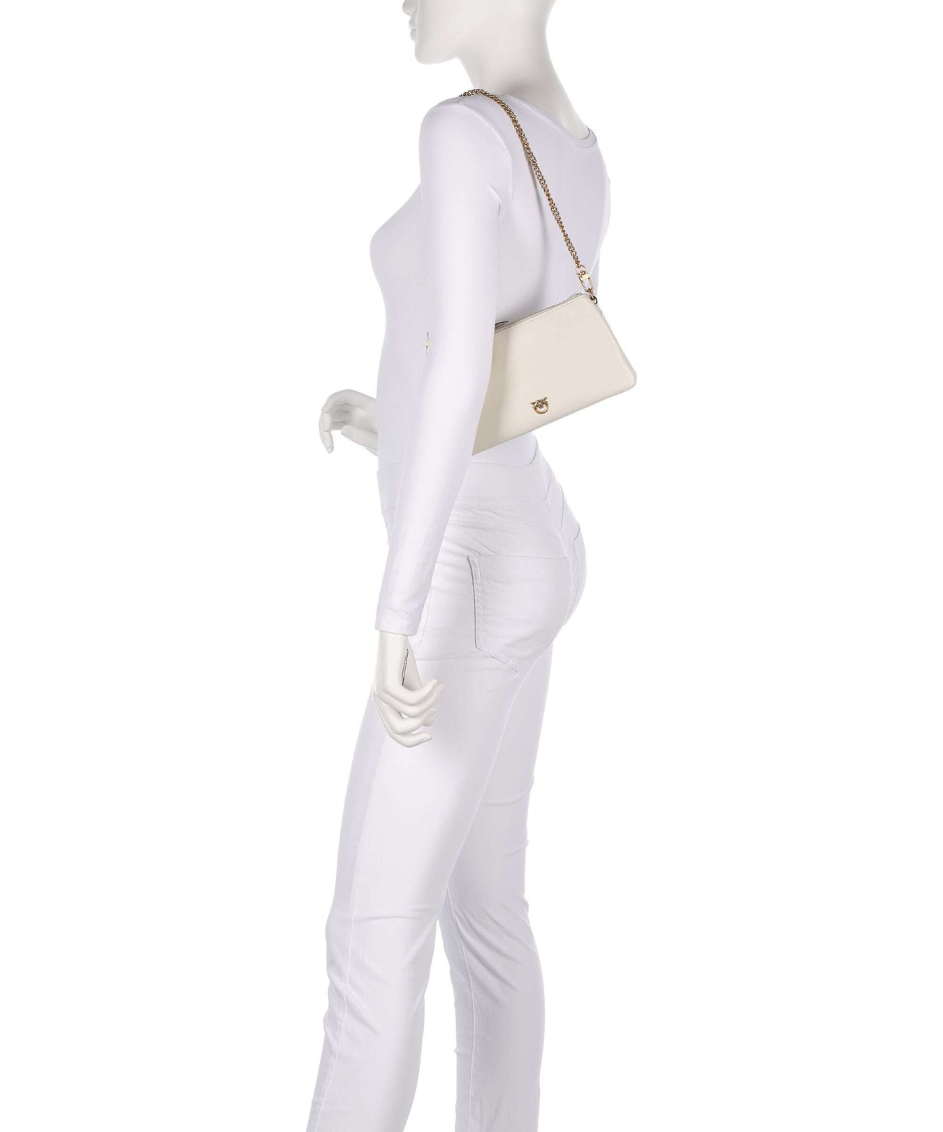 Pinko Double Mini Shoulder bag bianco seta/antique gold