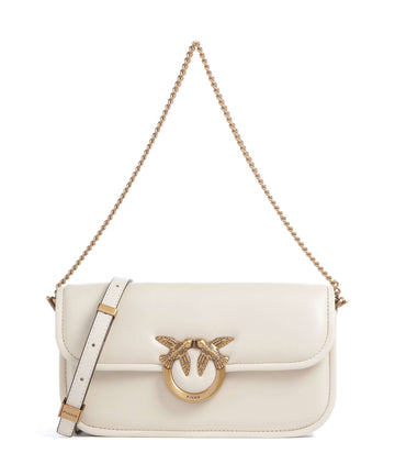 Pinko Love Box Baguette Skuldertaske bianco seta/antique gold