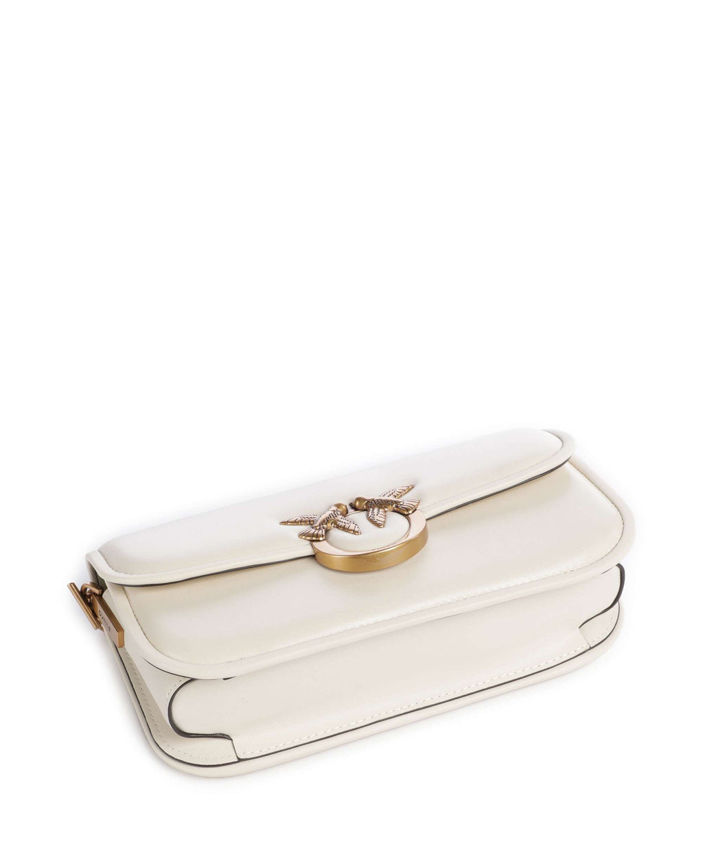 Pinko Love Box Baguette Shoulder bag bianco seta/antique gold