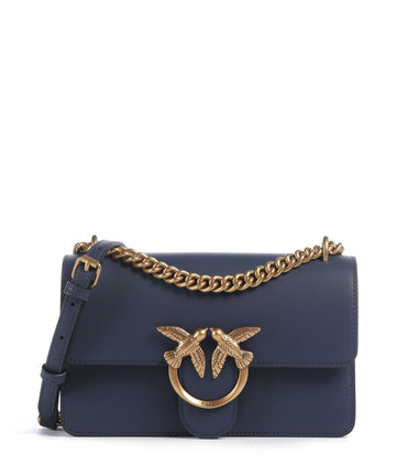 Pinko Love One Mini Skuldertaske blu indaco ombroso/antique gold