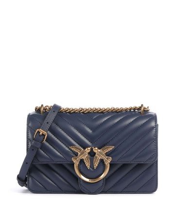 Pinko Love One Mini Skuldertaske blu indaco ombroso/antique gold