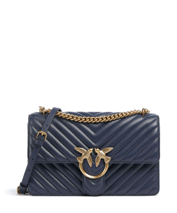 Pinko Love One Classic Skuldertaske blu indaco ombroso/antique gold