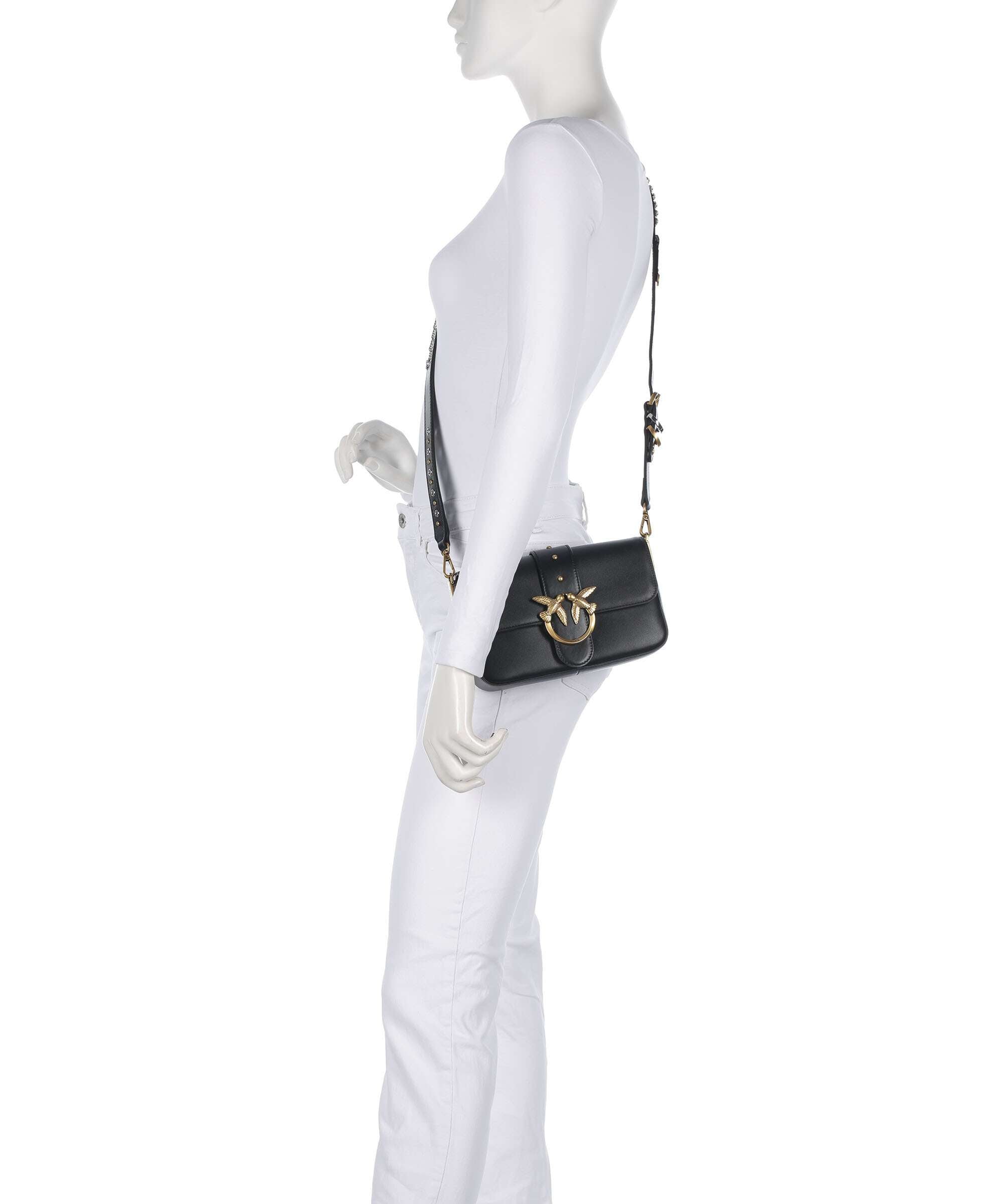 Pinko Love One Mini Slouchy Charms Crossbody bag nero/antique gold