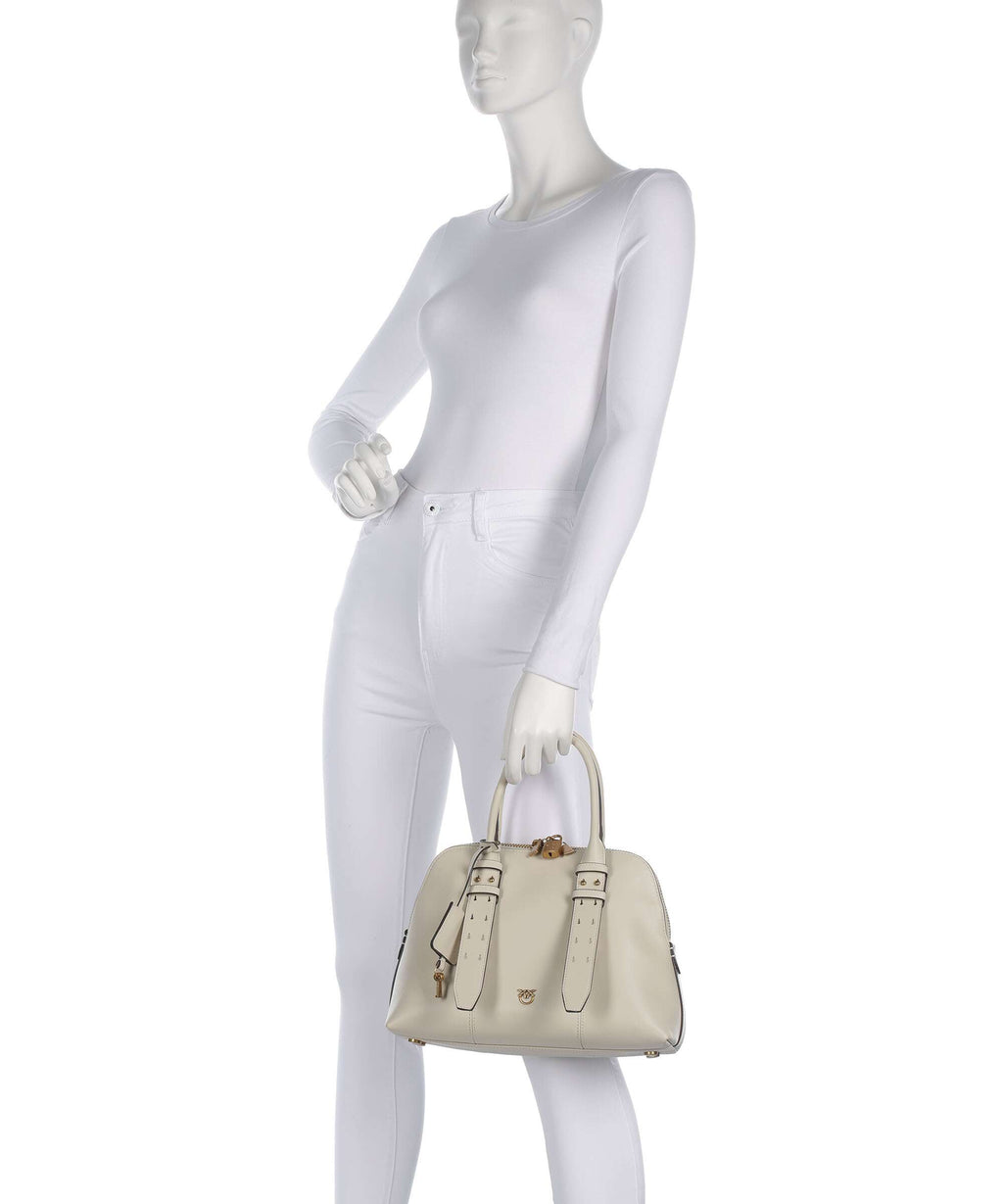 Pinko Bowling Medium Handbag bianco seta/antique gold