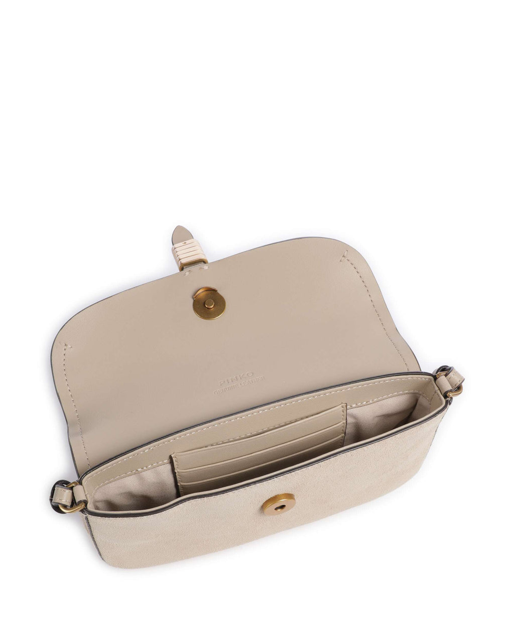 Pinko Saddle Flat Crossbody bag beige/grigio fumo/antique gold