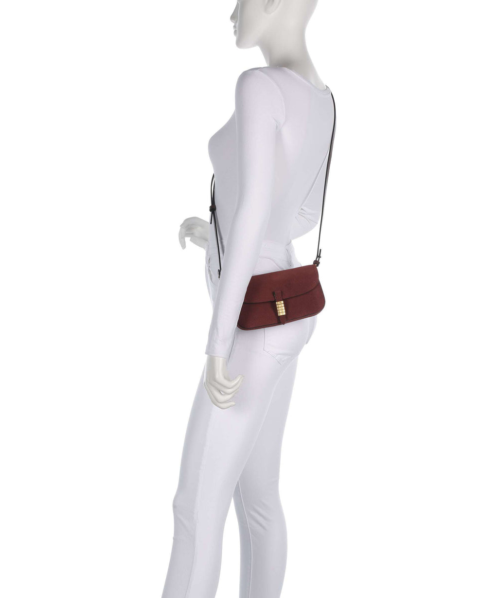 Pinko Saddle Flat Crossbody bag burgundy wine/antique gold