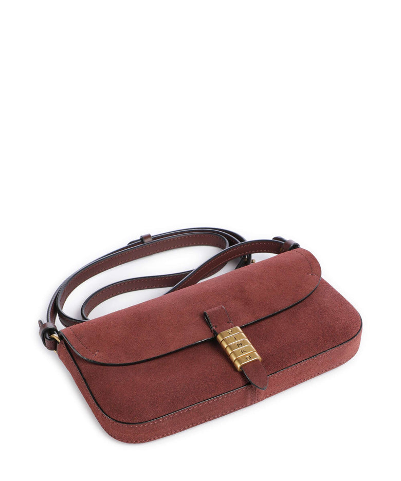Pinko Saddle Flat Crossbody bag burgundy wine/antique gold