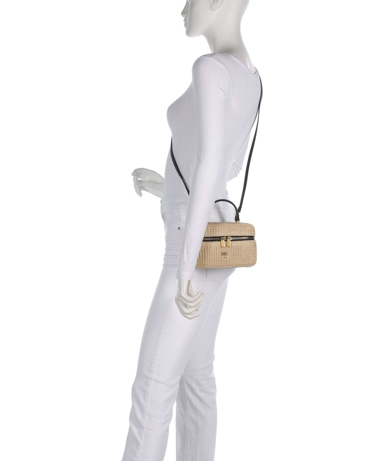 Pinko Vanity Soft Mini Crossbody bag rafia/nero/antique gold