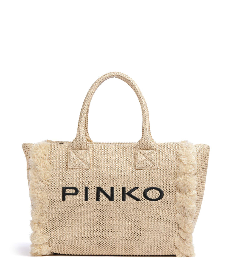 Pinko Beach Handbag paglia/nero/antique gold