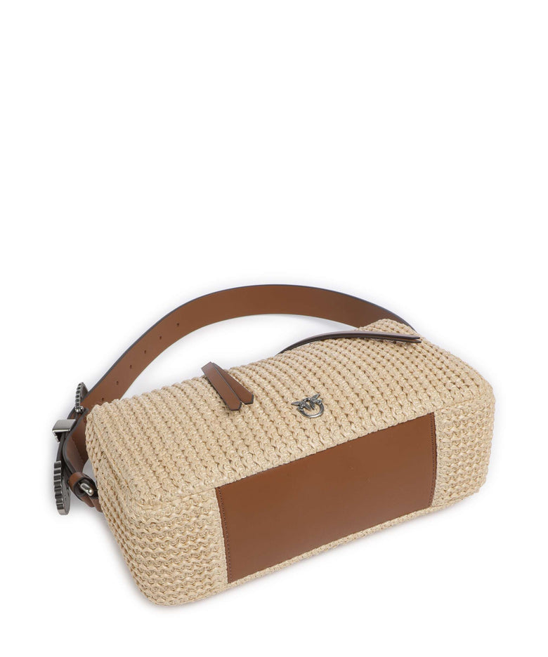 Pinko Shoulder bag paglia/cuoio/old silver