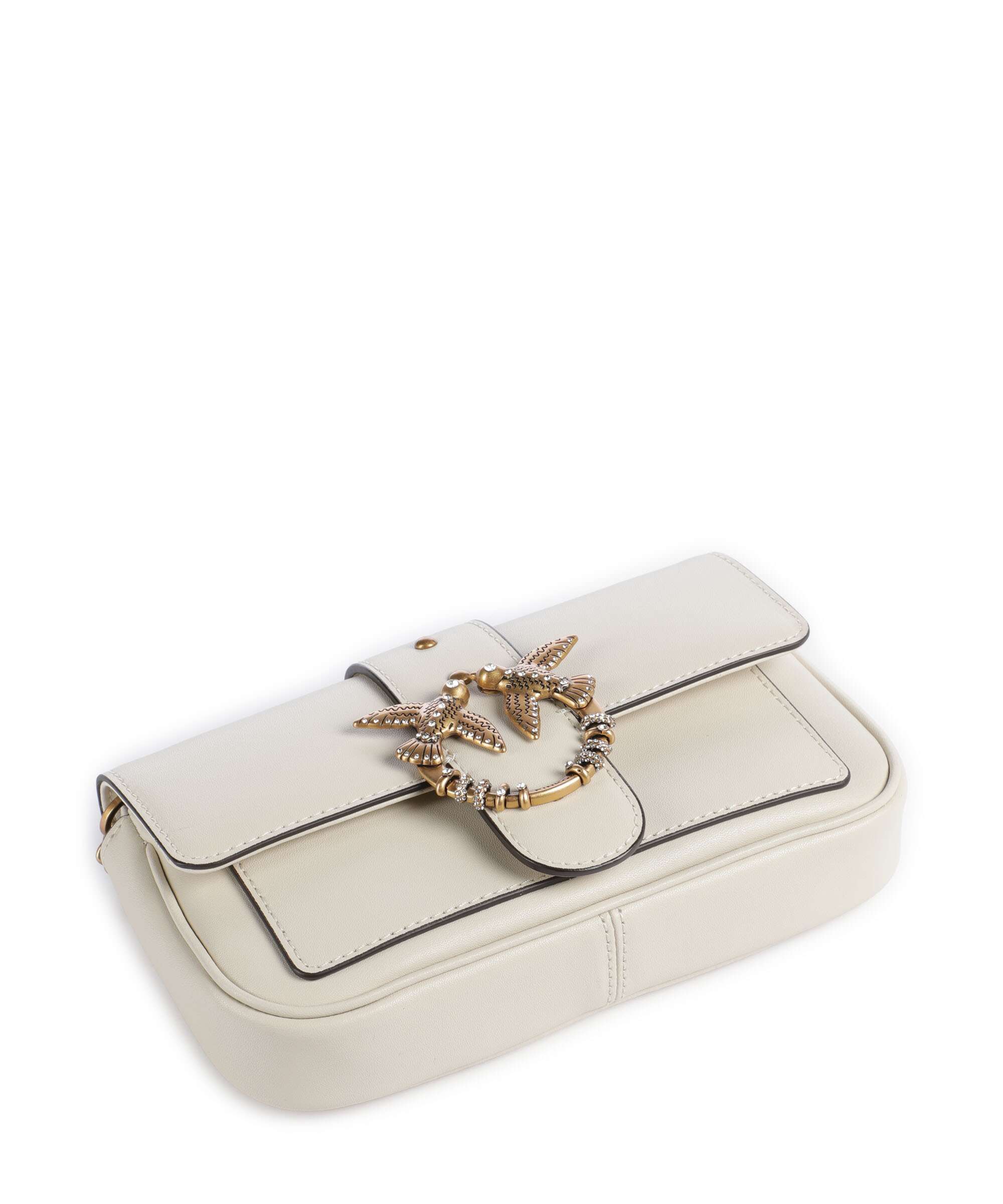 Pinko Love One Pocket New Buckle Crossbody bag bianco seta/antique gold