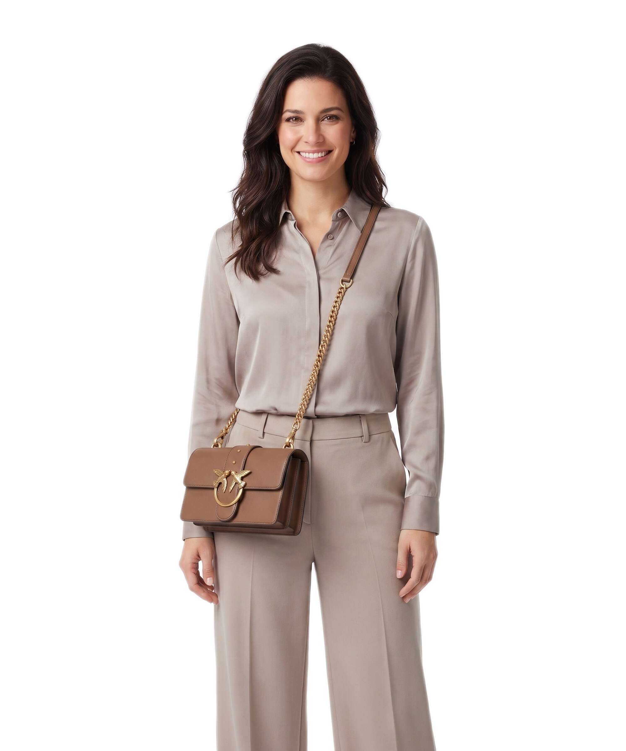 Pinko Love One Mini Crossbody bag marrone cognac/antique gold