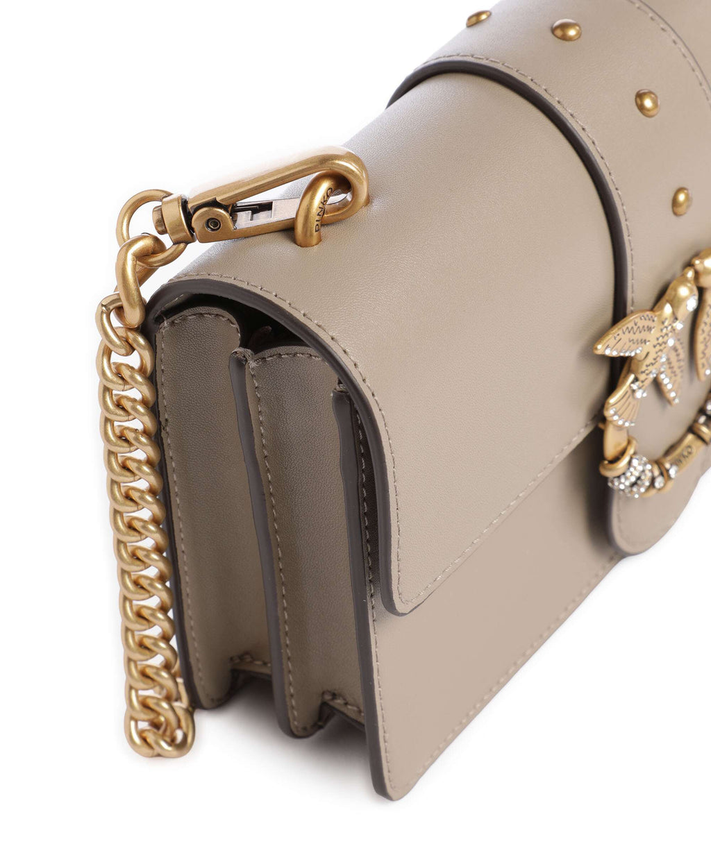Pinko Love One Mini New Buckle Crossbody bag grigio talpa/antique gold