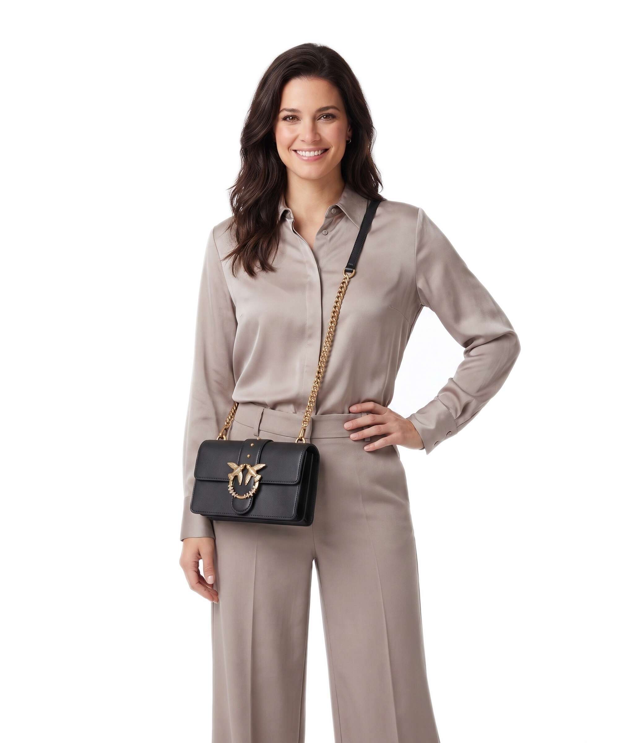 Pinko Love One Mini New Buckle Crossbody bag nero/antique gold
