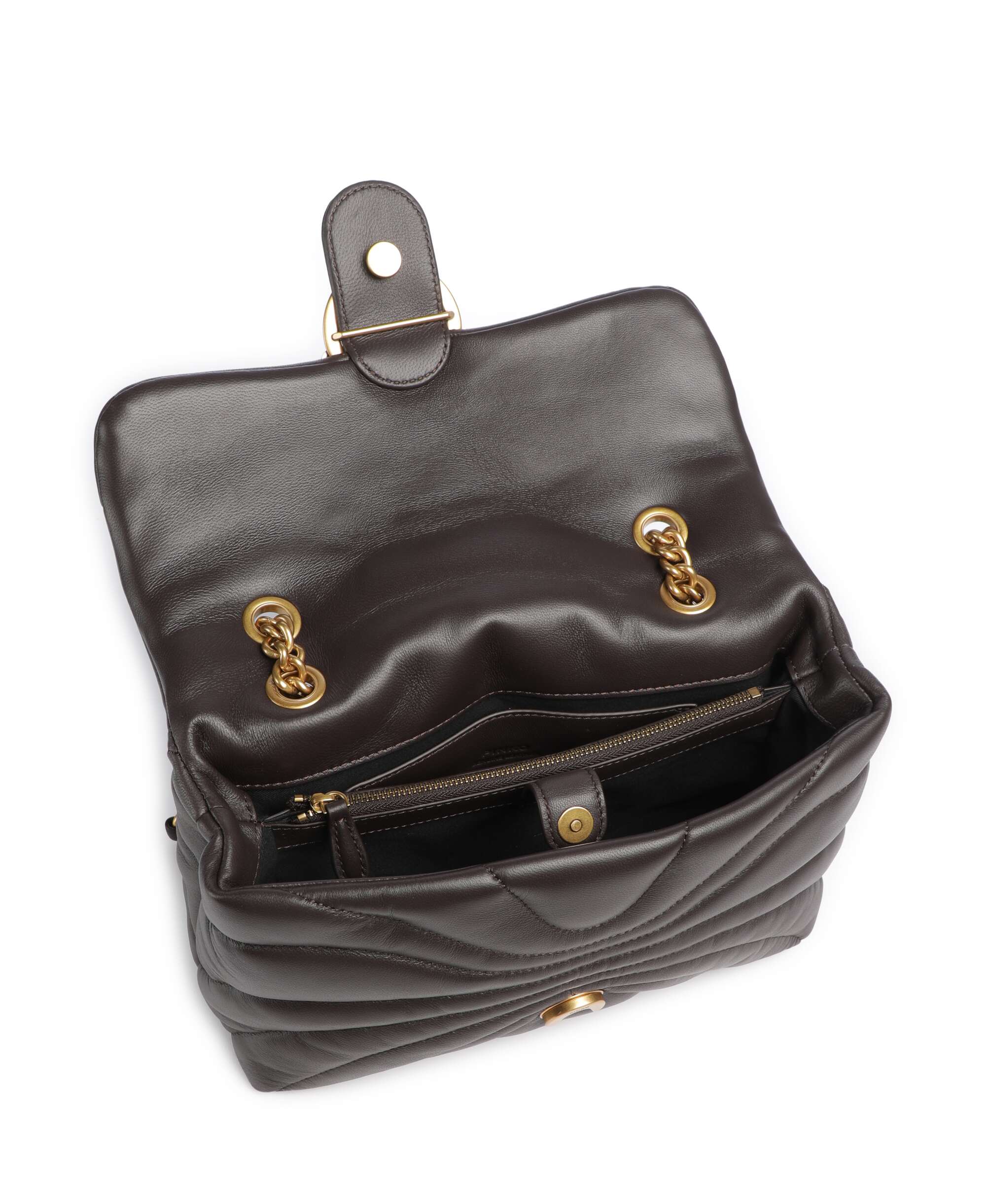 Pinko Love Puff Classic Shoulder bag marrone marasca/antique gold