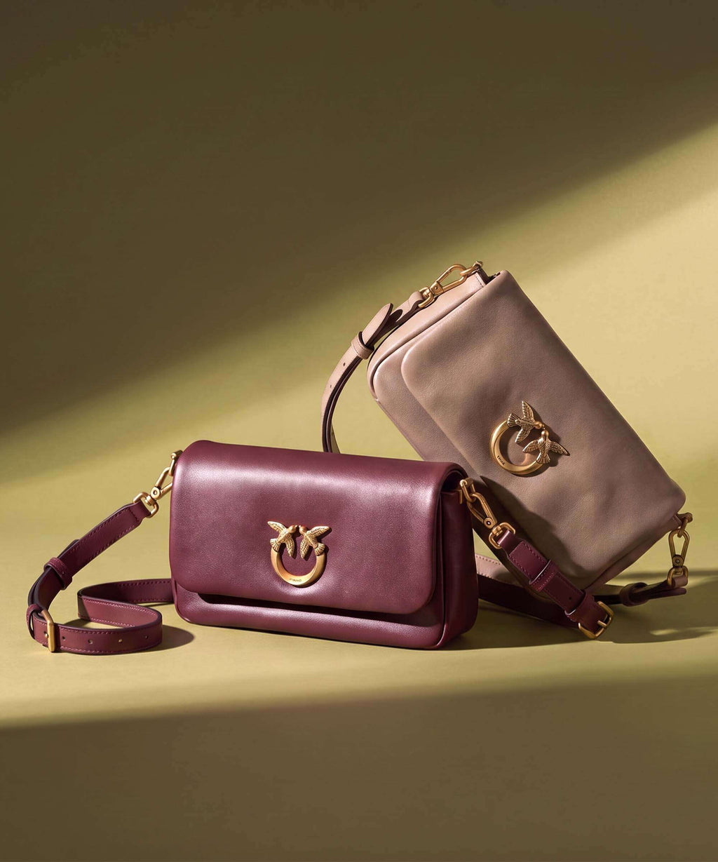 Pinko Click Soft Horizontal Mini Crossbody bag grigio talpa/antique gold