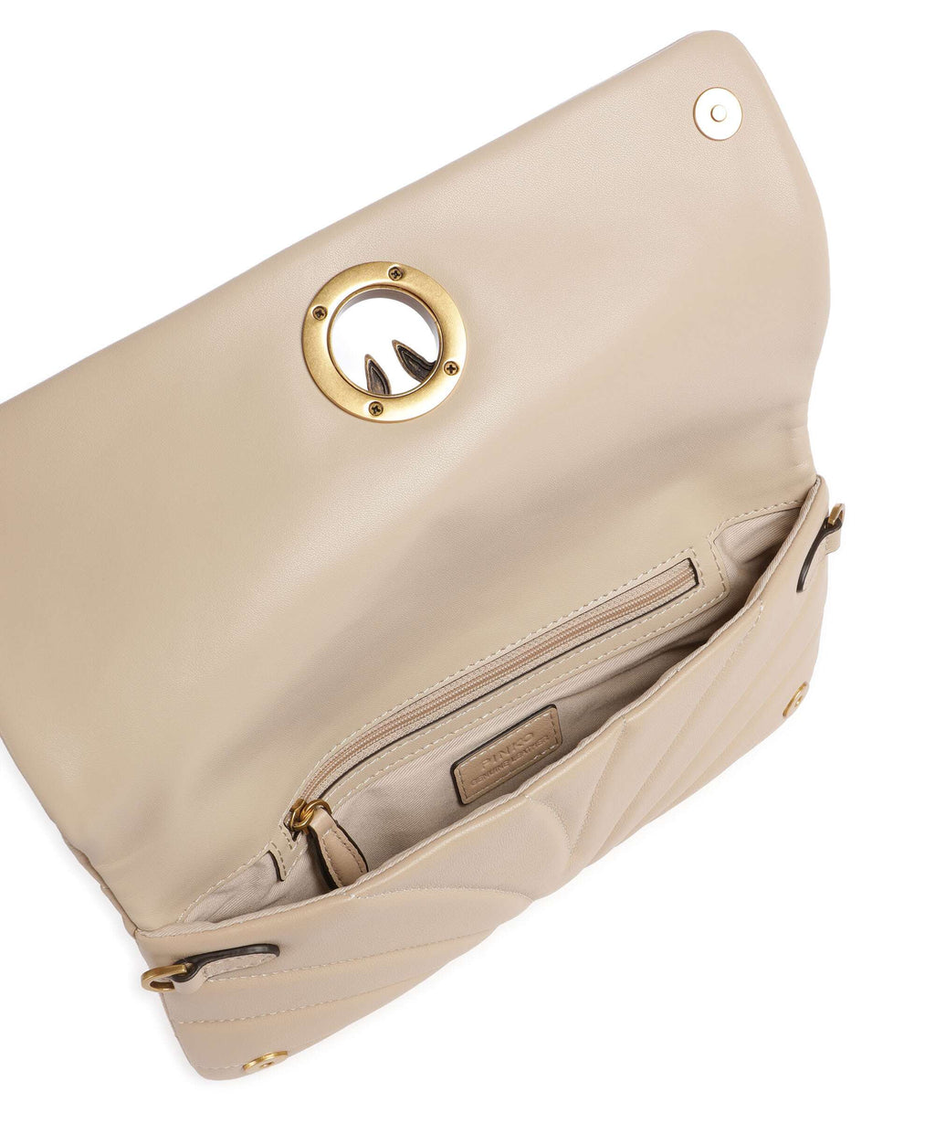 Pinko Click Horizontal Classic Crossbody bag beige/grigio fumo/antique gold