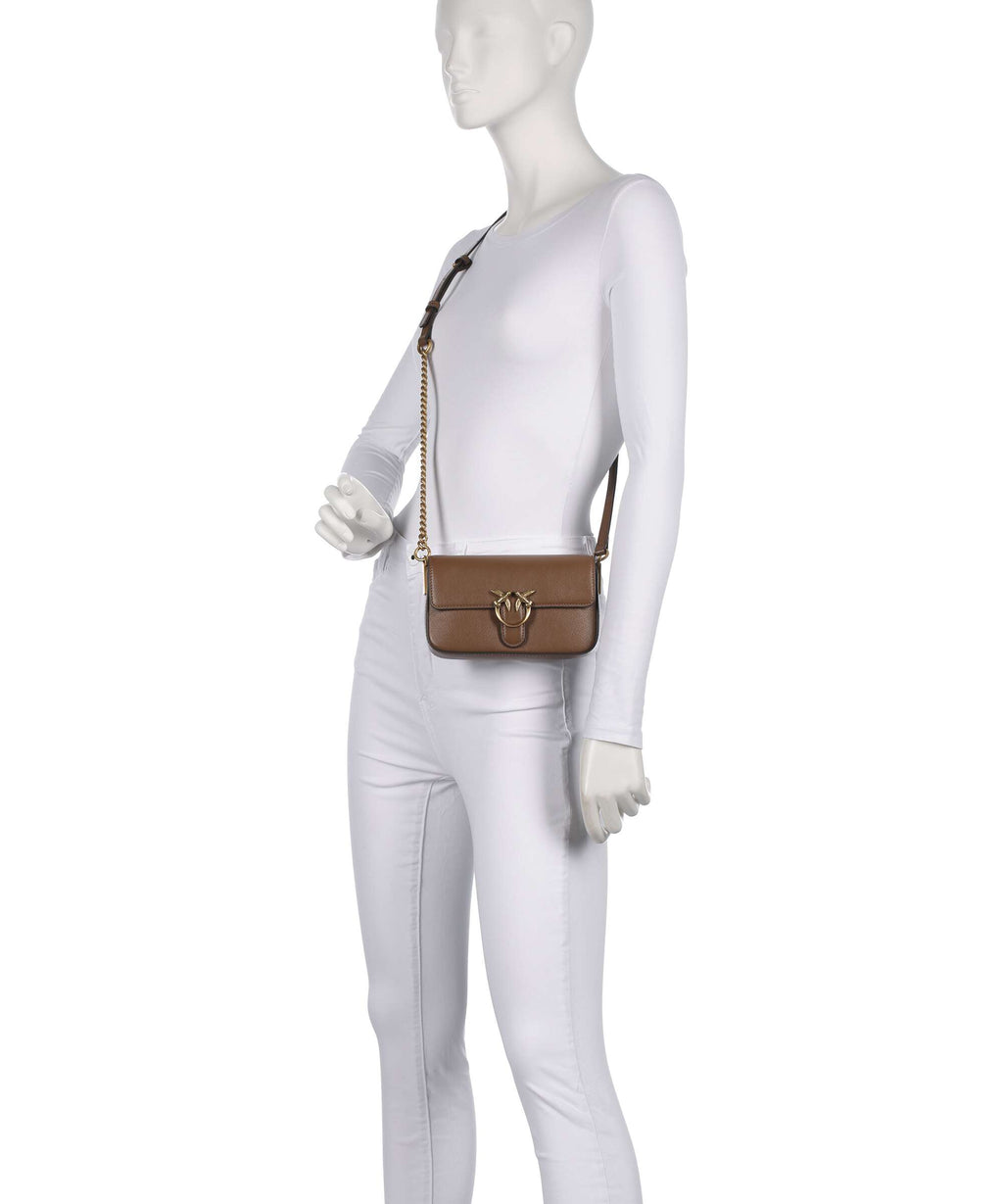 Pinko Love One Baby Slouchy Crossbody bag marrone cognac/antique gold