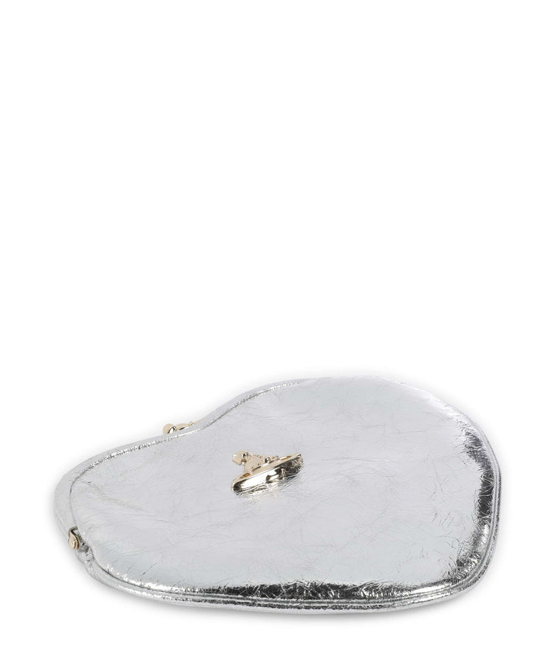 Vivienne Westwood Belle Heart Frame Metallic Crinkle Shoulder bag silver