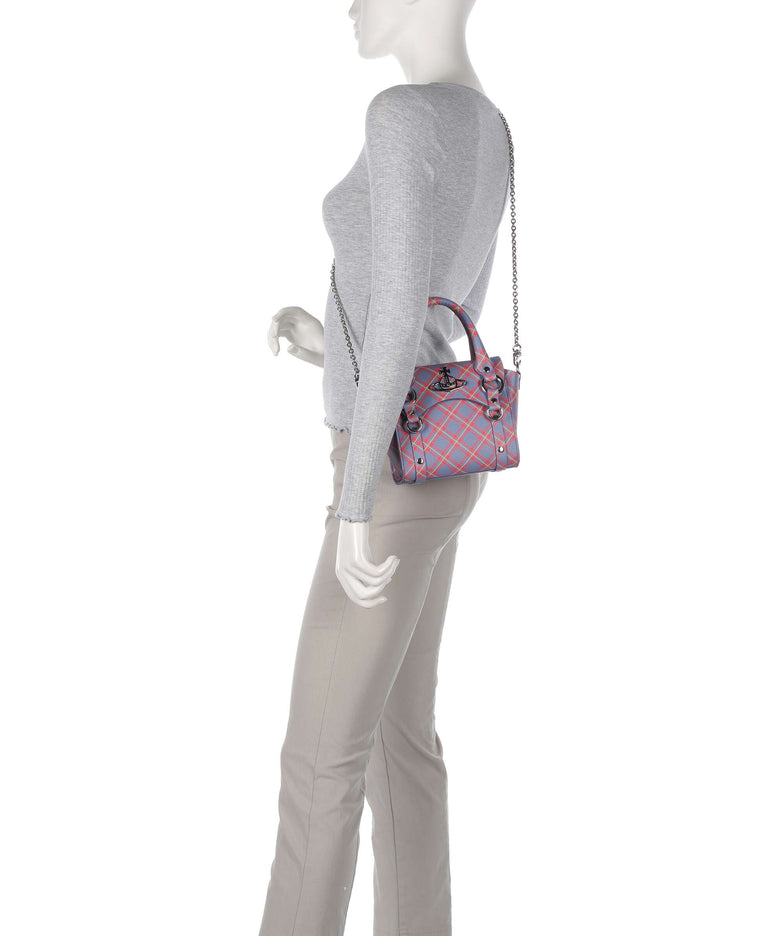 Vivienne Westwood Betty Saffiano Printed Mini Crossbody bag blue/orange tartan