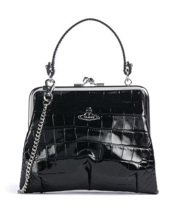 Vivienne Westwood Granny Frame Embossed Croc Crossover taske black