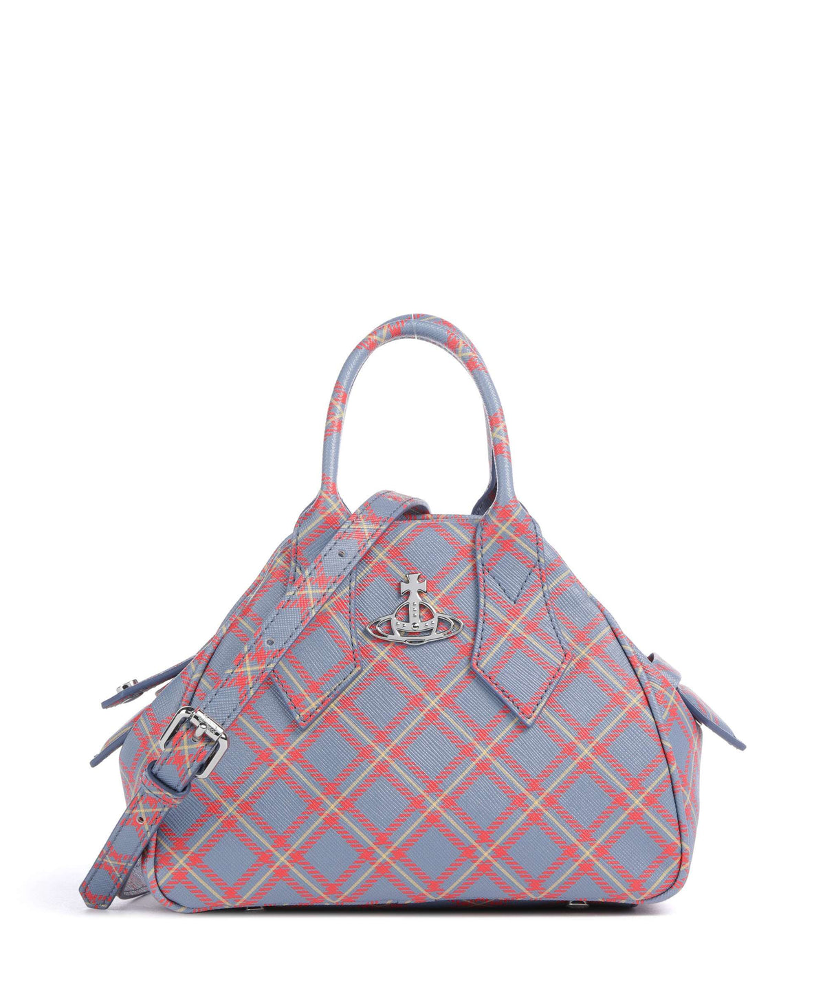 Vivienne Westwood Yasmine Saffiano Printed Small Handbag blue/orange tartan
