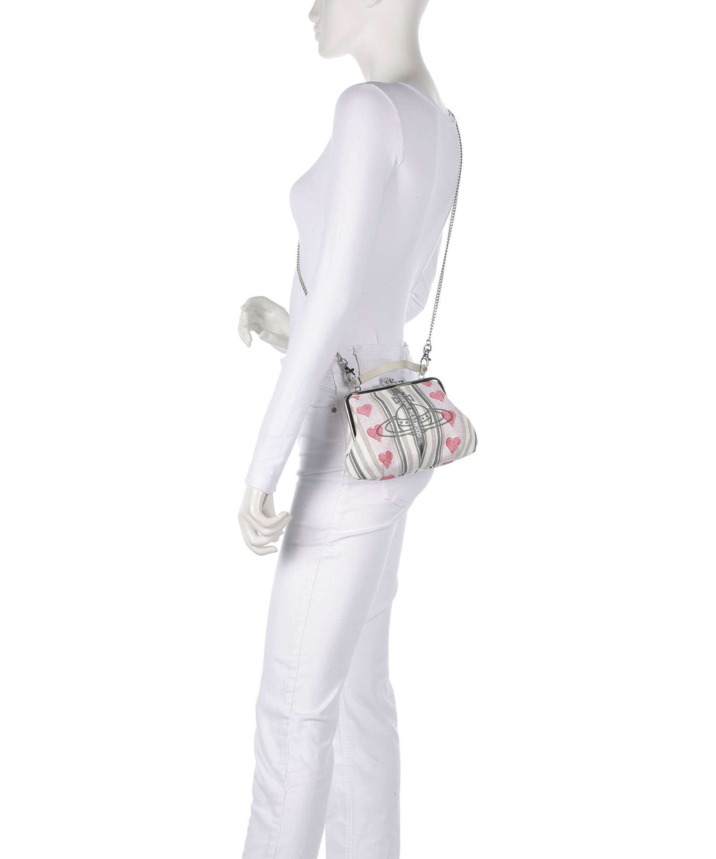Vivienne Westwood Granny Frame Linen Hearts Stripes Crossbody bag multicolour 
