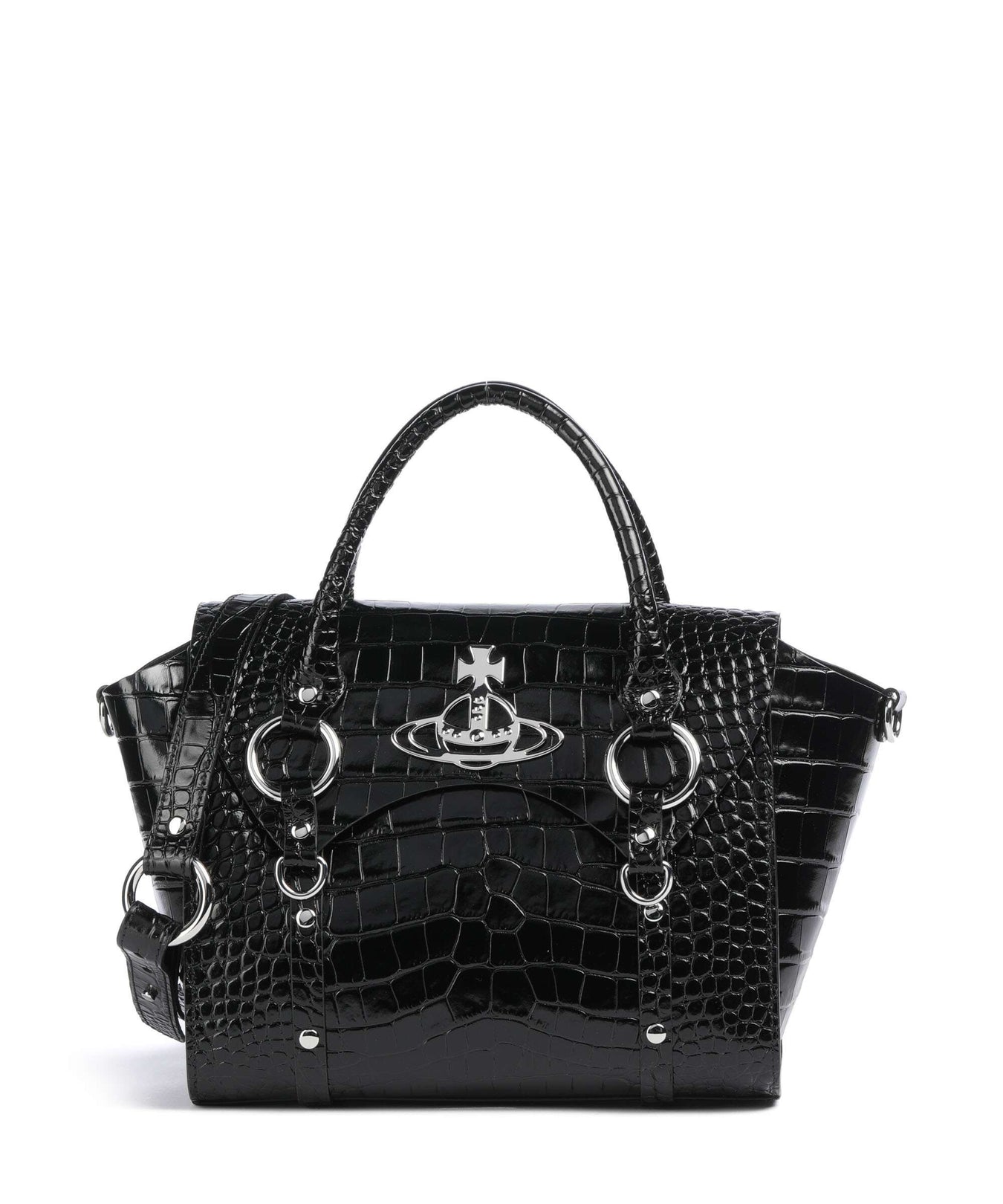 Vivienne Westwood Betty Embossed Croc Medium Handbag black
