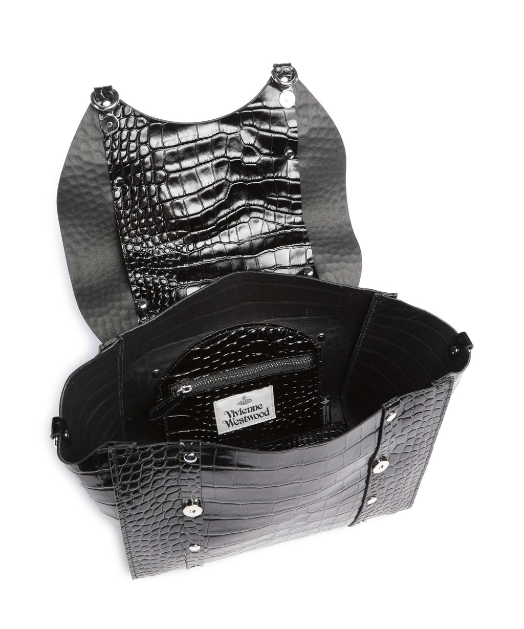 Vivienne Westwood Betty Embossed Croc Medium Handbag black