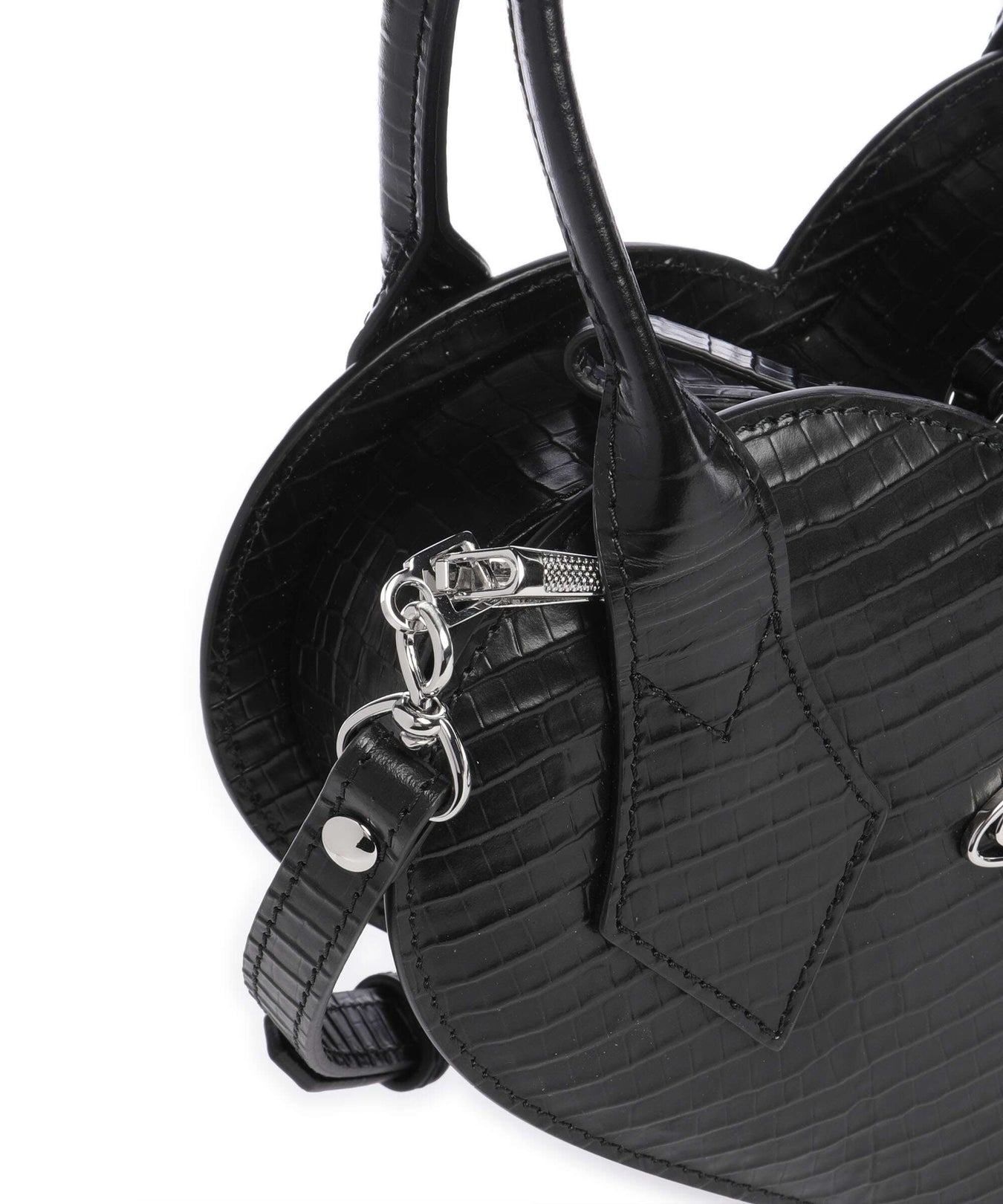 Vivienne Westwood Josephine Heart Embossed Croc Mini Handbag black