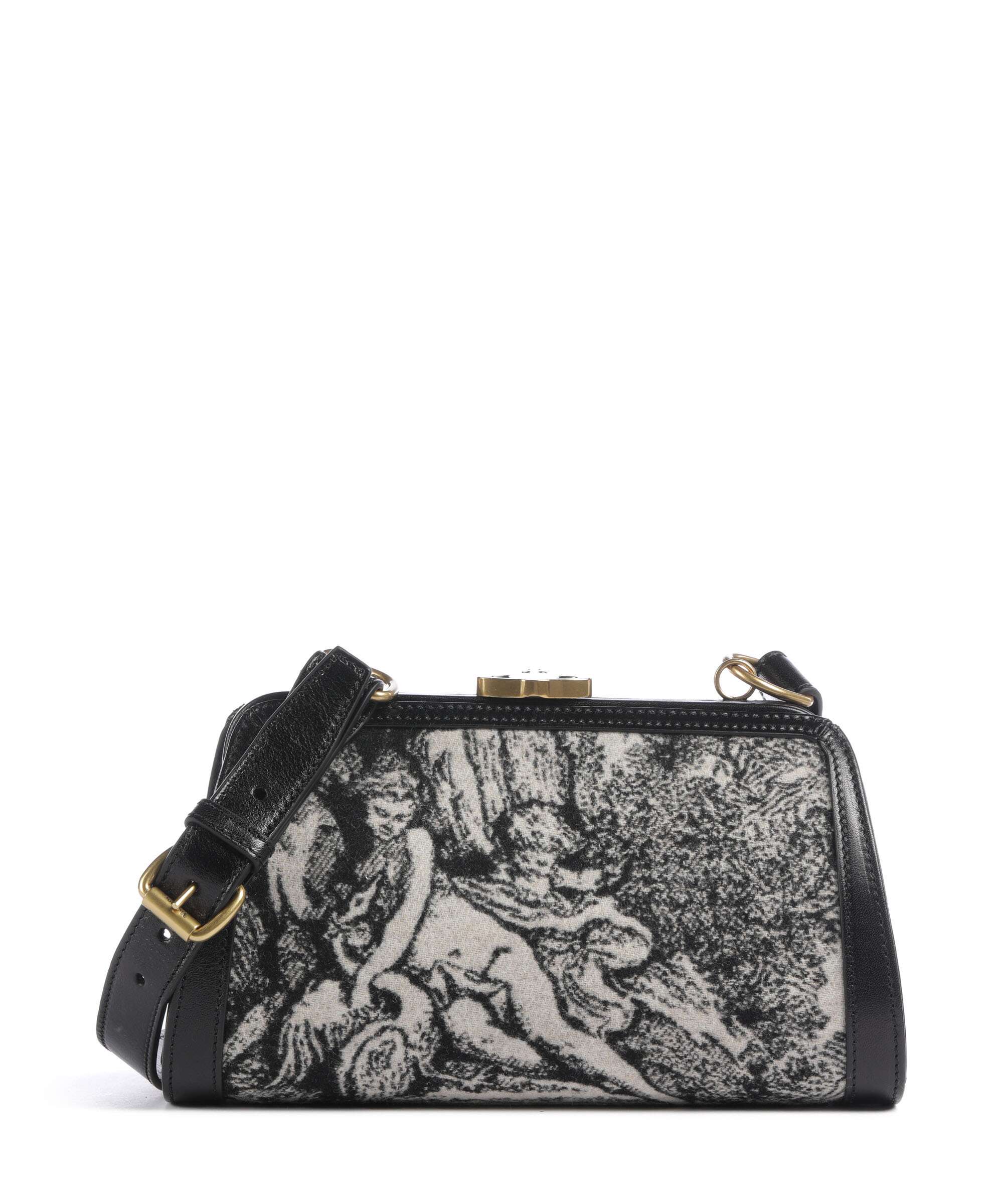 Vivienne Westwood Ascot Frame Venus Wool Jacquard Crossbody bag cream/black