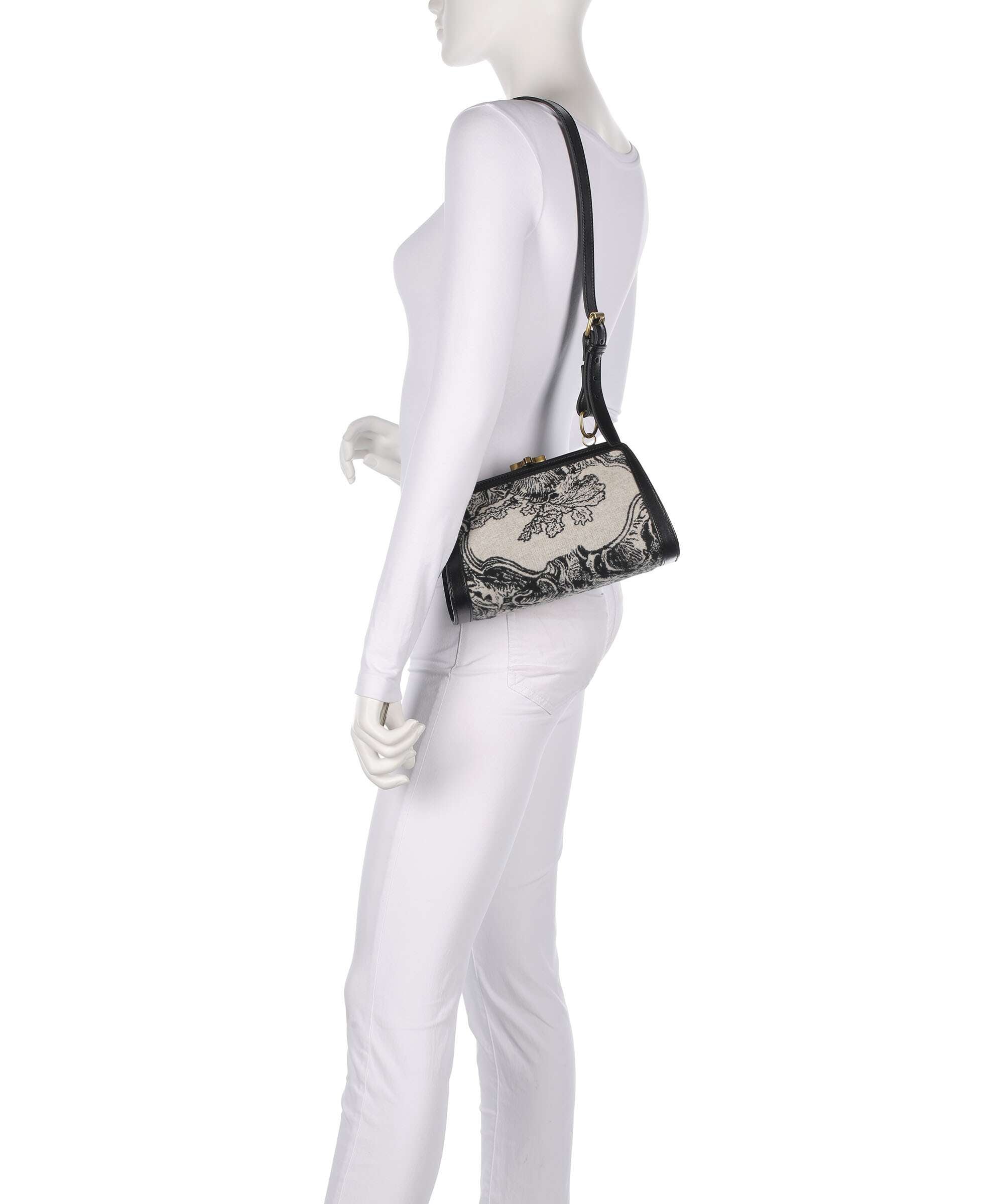Vivienne Westwood Ascot Frame Venus Wool Jacquard Crossbody bag cream/black
