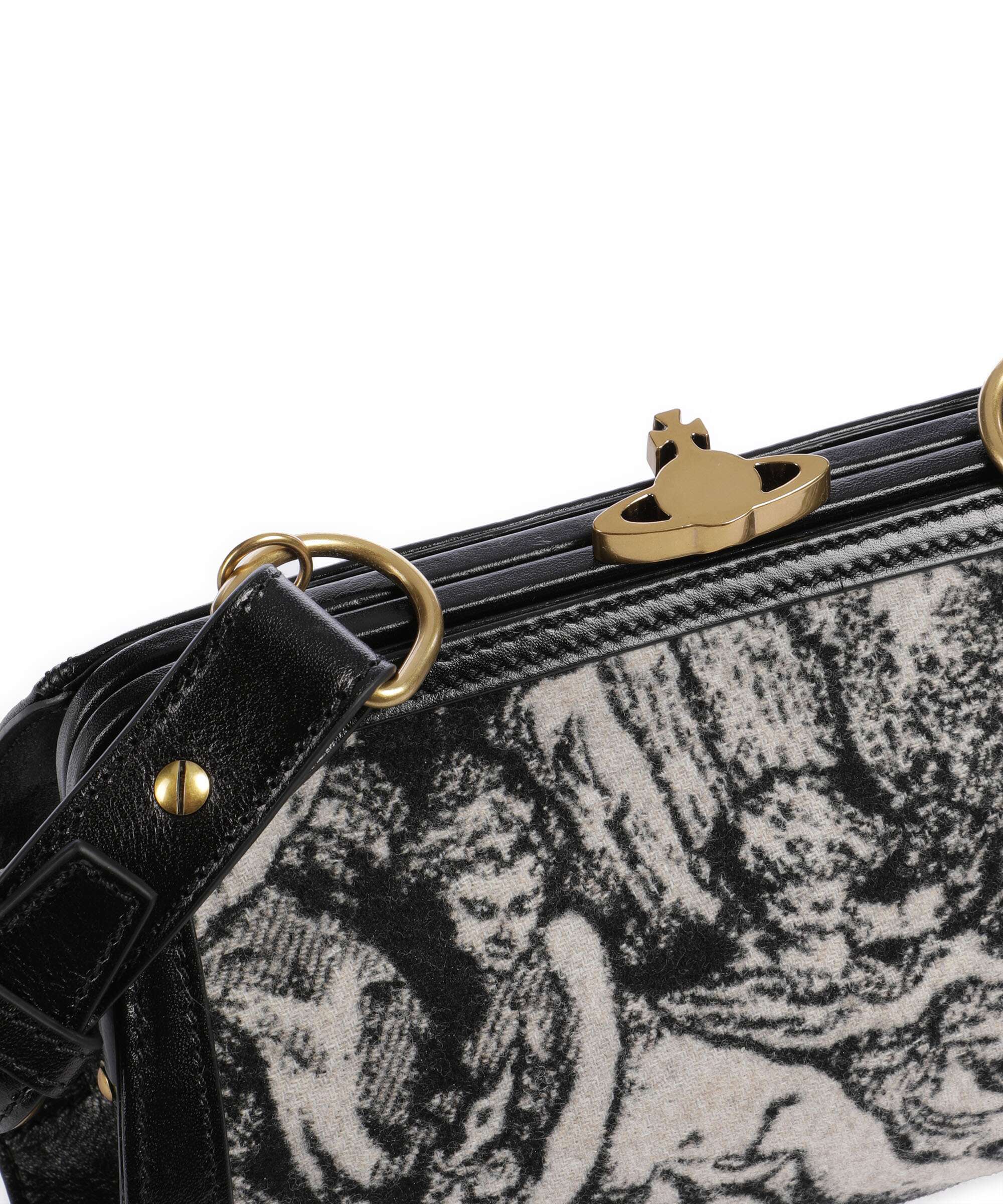 Vivienne Westwood Ascot Frame Venus Wool Jacquard Crossbody bag cream/black