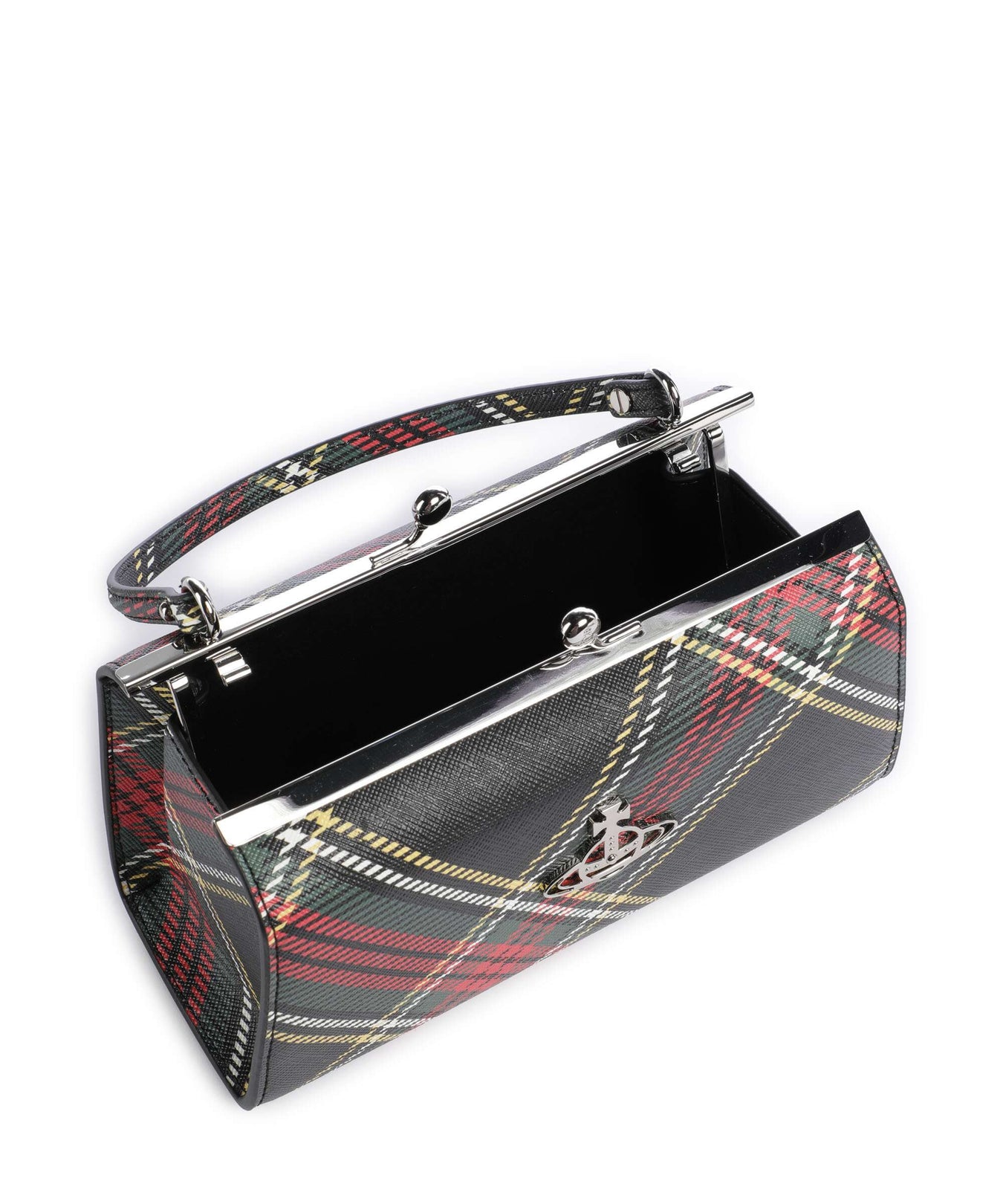 Vivienne Westwood Doll Frame Saffiano Printed XL Handbag chelsea tartan