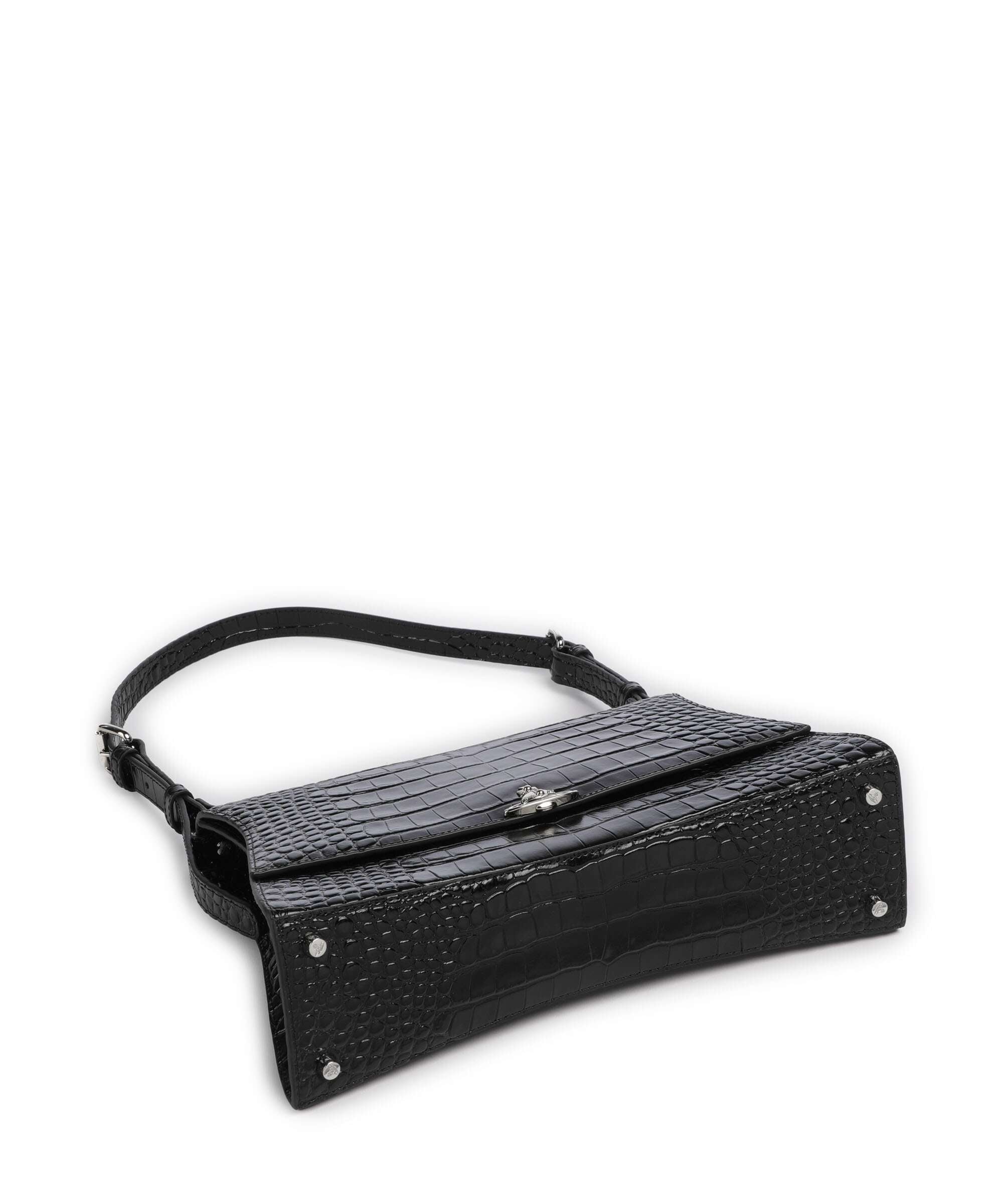 Vivienne Westwood Bianca Embossed Croc M Shoulder bag black