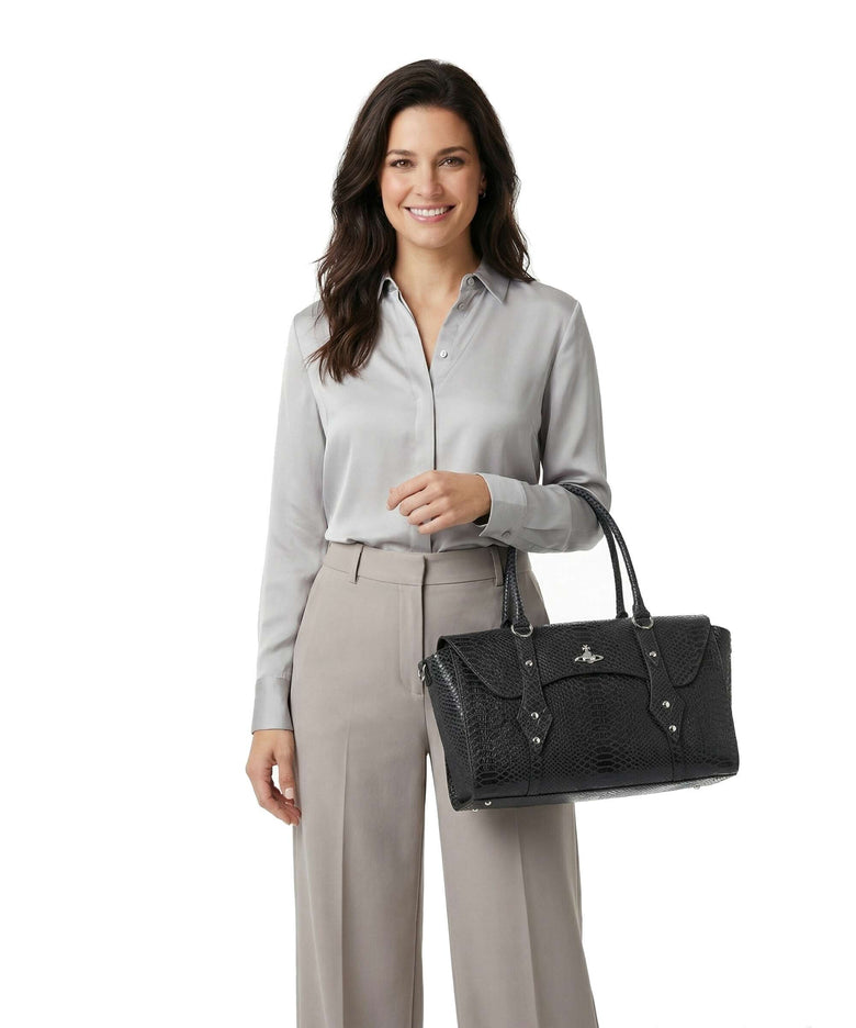 Vivienne Westwood Bettina Snake Effect Medium Handbag dark grey