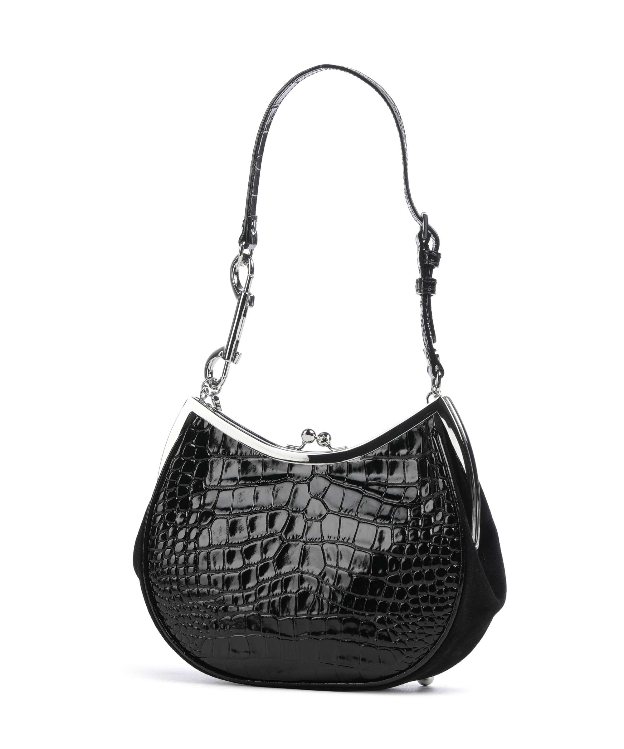 Vivienne Westwood Charm Frame Embossed Croc Shoulder bag black