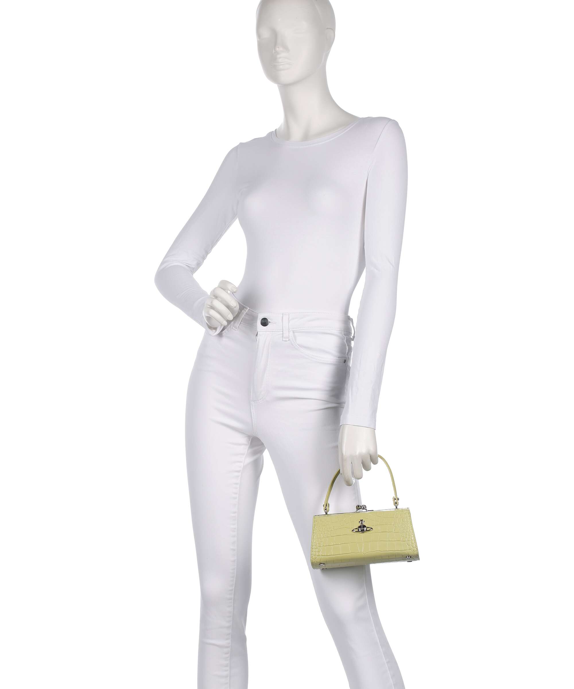 Vivienne Westwood Doll Frame Embossed Croc XL Handbag lime green