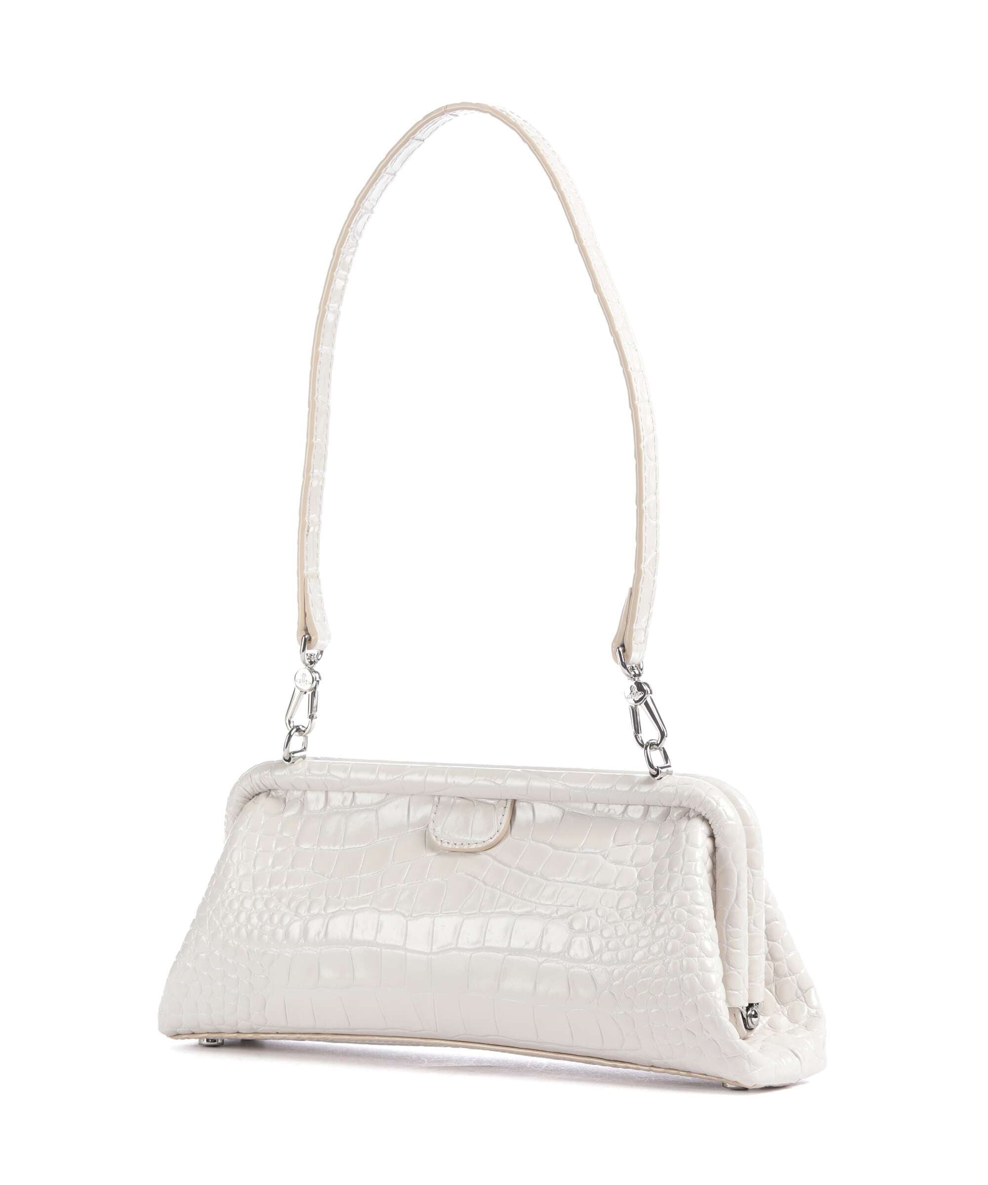 Vivienne Westwood Jane Frame Embossed Croc Shoulder bag pearl white