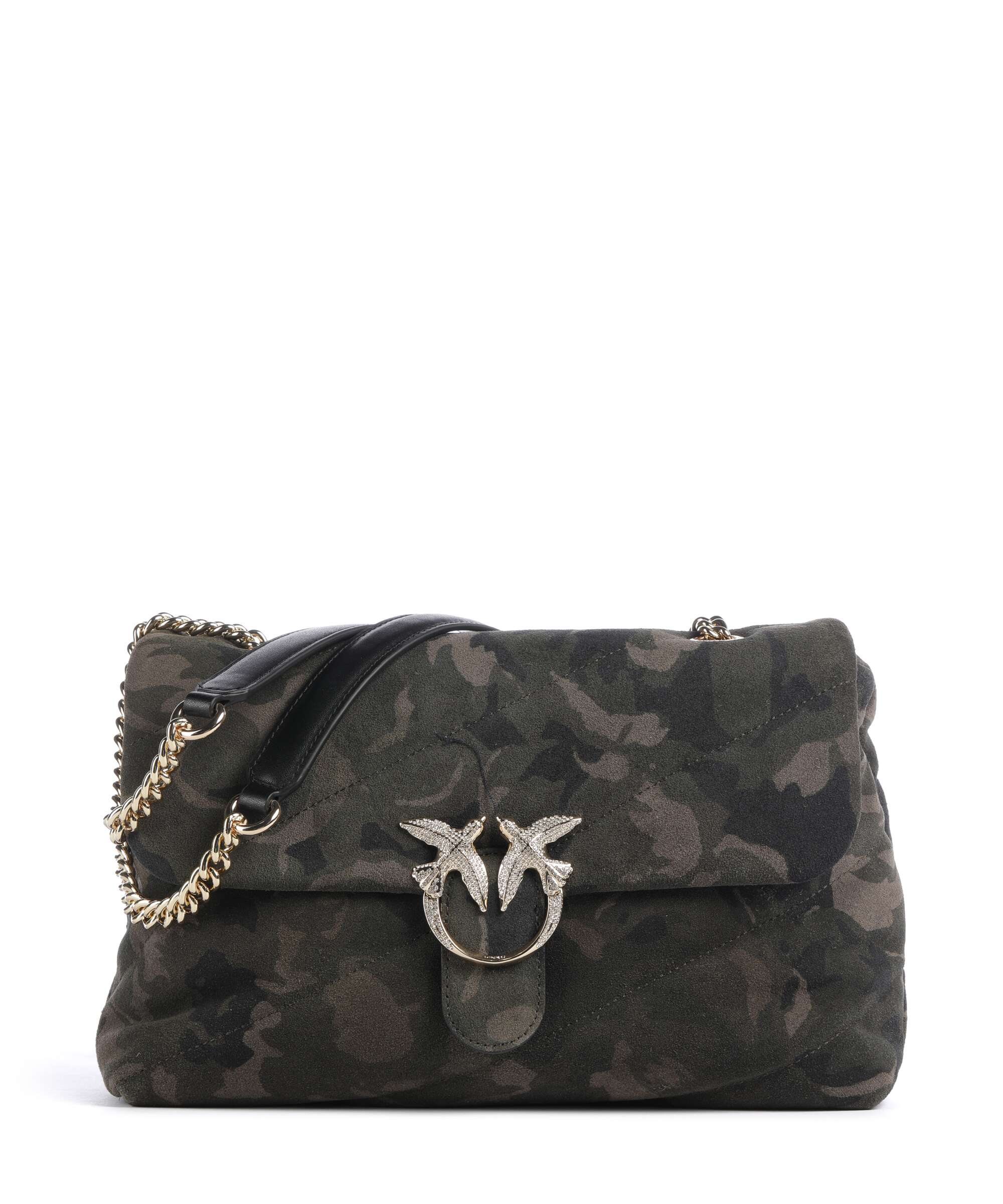 Pinko Love Puff Classic Skuldertaske ruskind multicolor/militar green ...