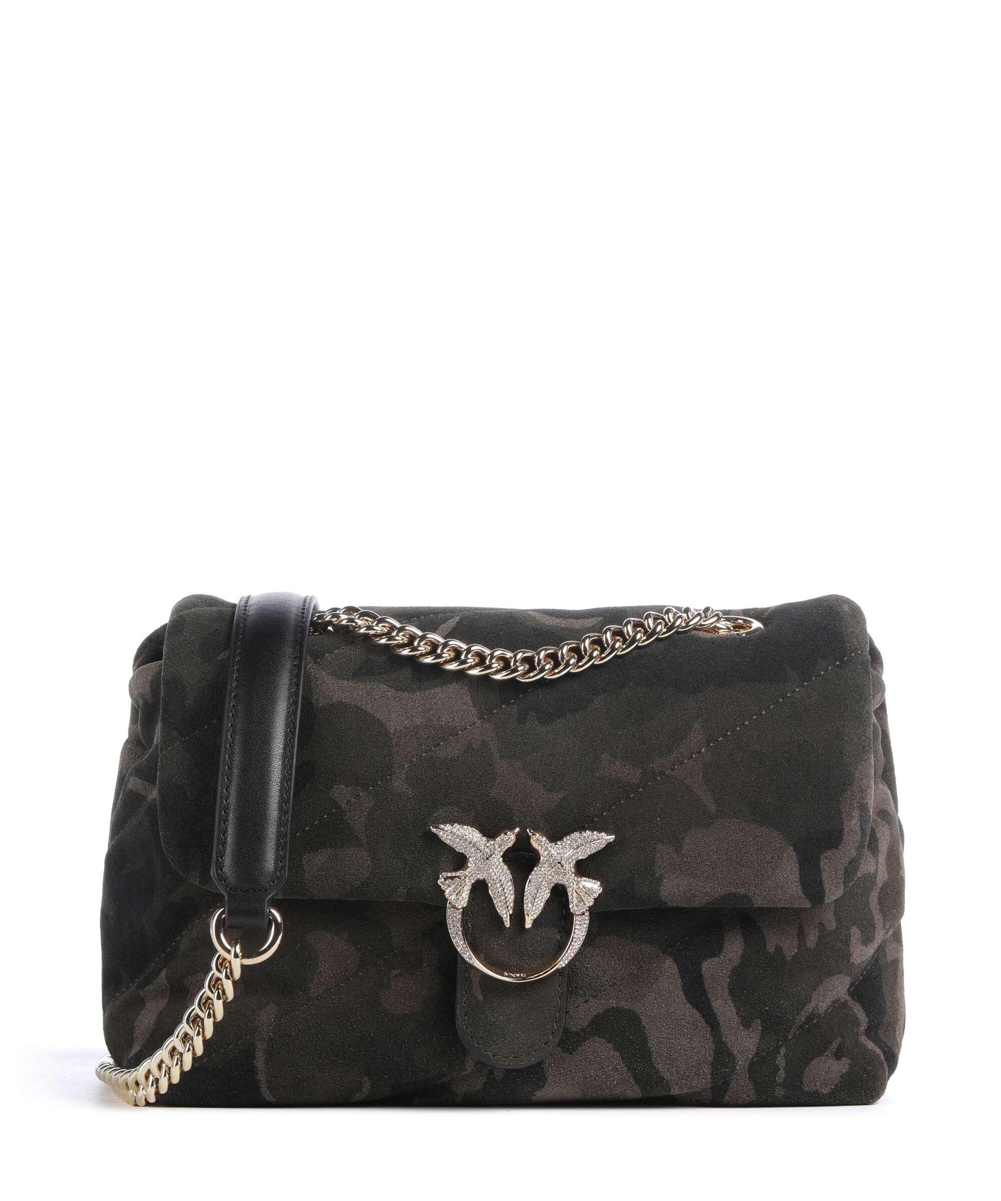 Pinko Love Puff Mini Skuldertaske ruskind multicolor/militar green/gold ...
