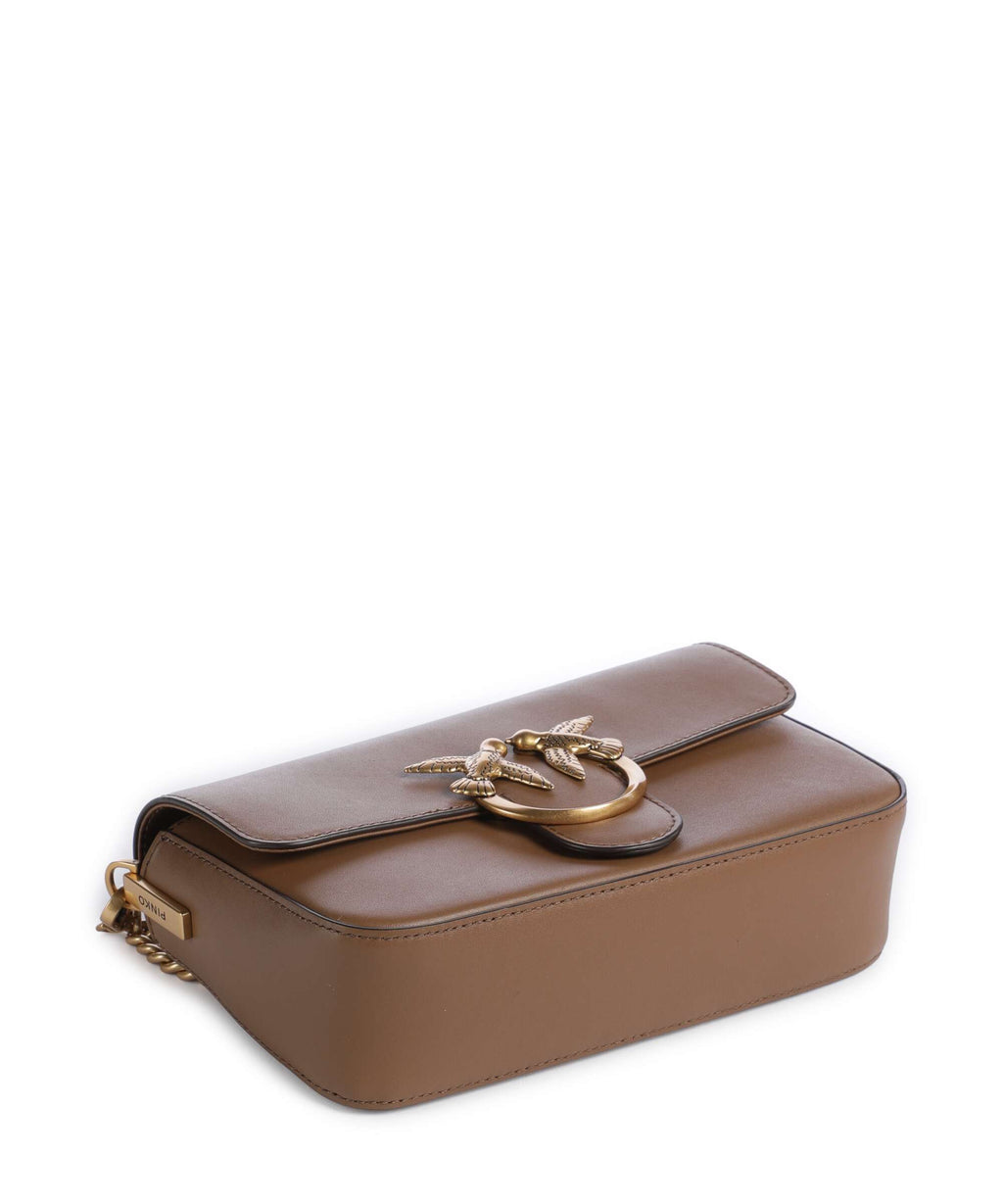 Pinko Love One Mini Slouchy Crossbody bag marrone cognac/antique gold
