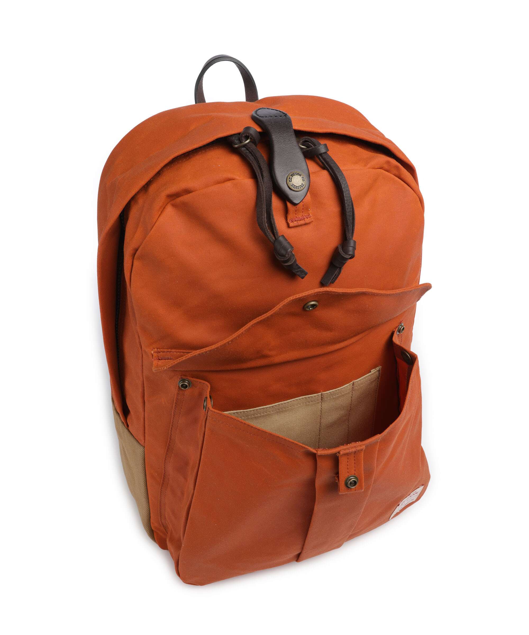 Filson Oil Finish Tin Cloth Journeyman Backpack rust