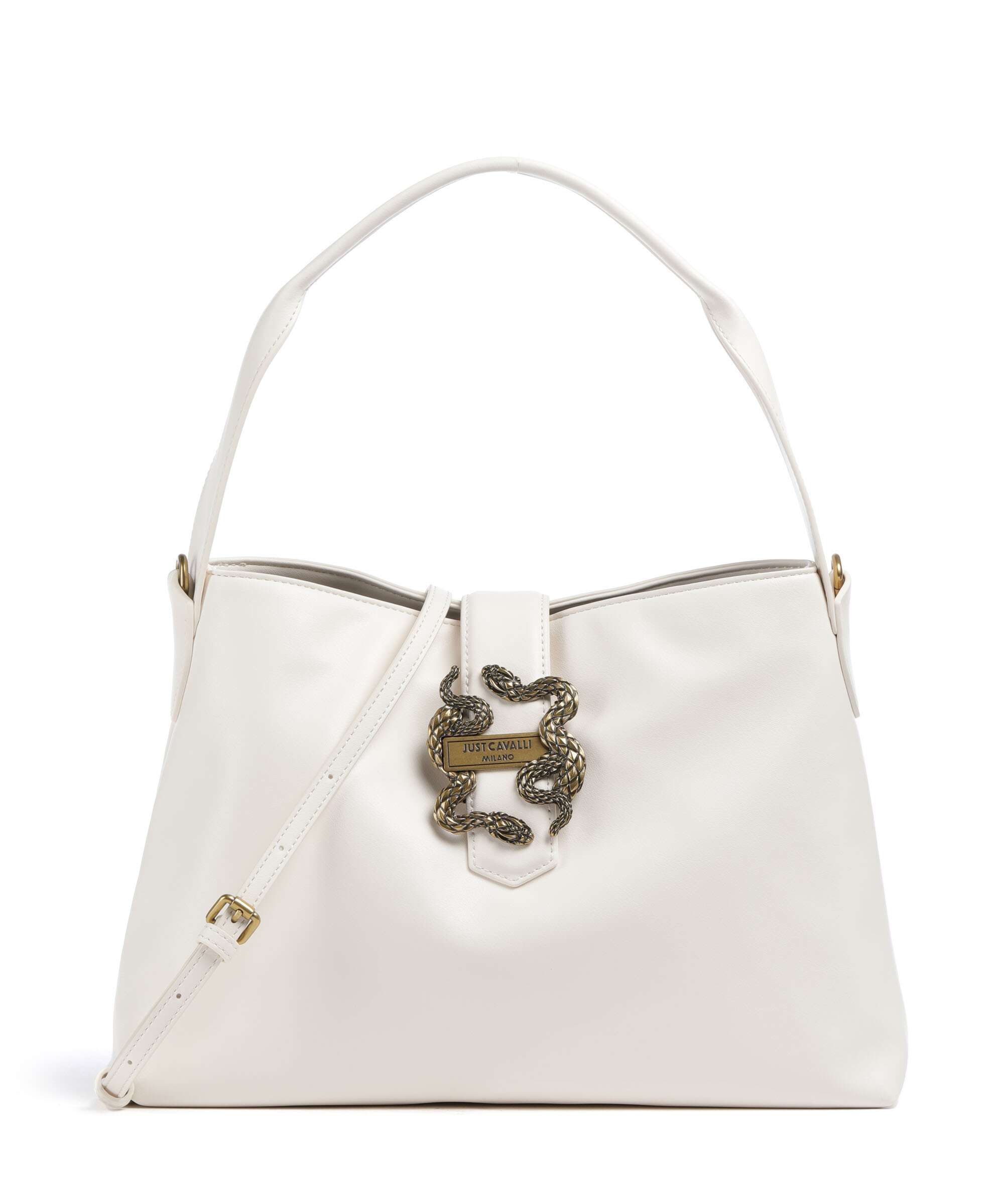 Just Cavalli Iconic Snakes Hobo bag white