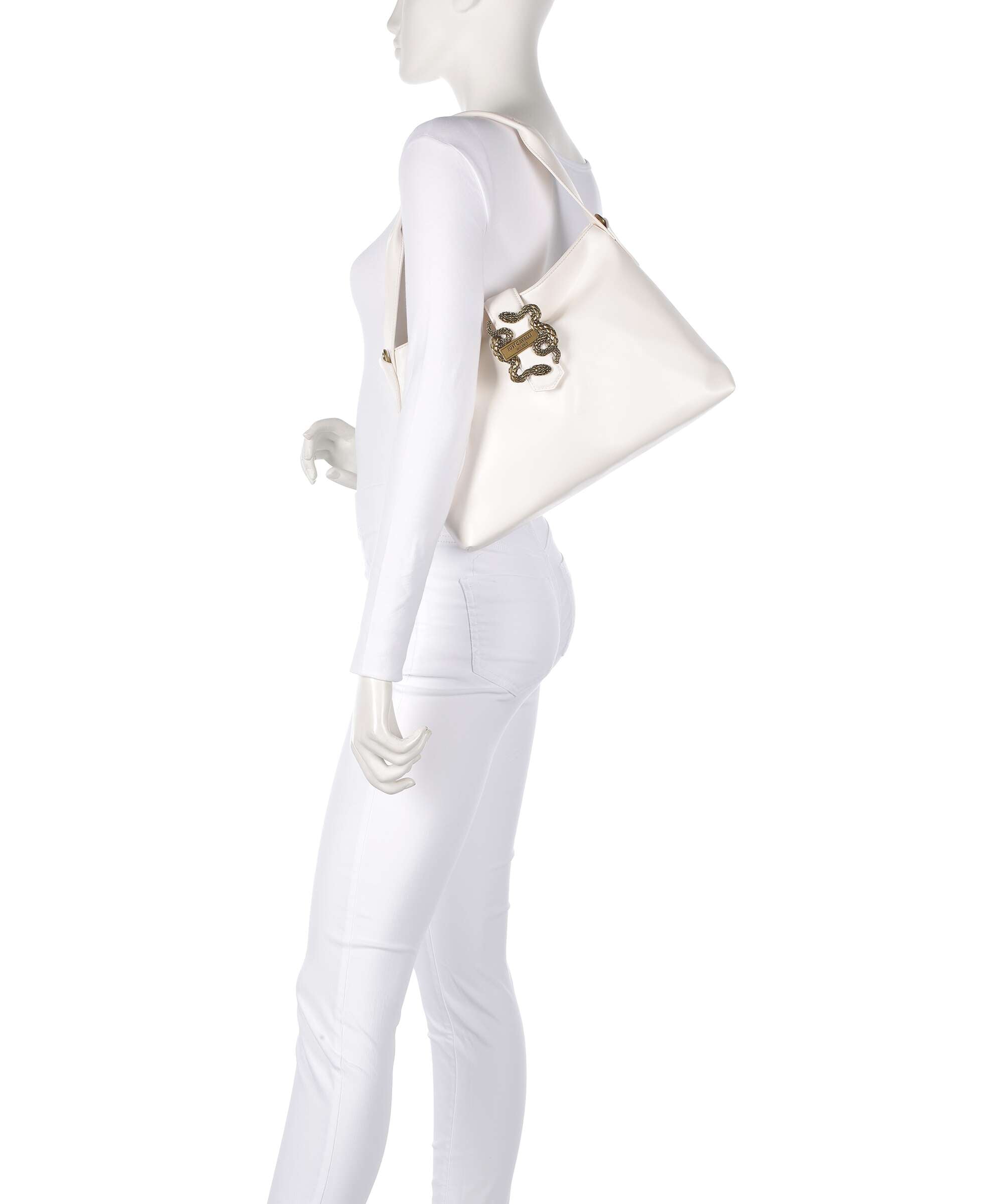 Just Cavalli Iconic Snakes Hobo bag white