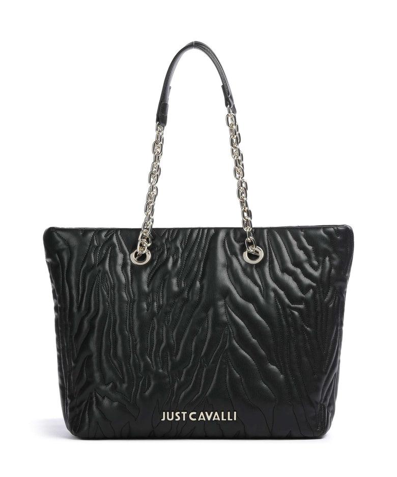 Just Cavalli Quilted Zebra Tote bag black