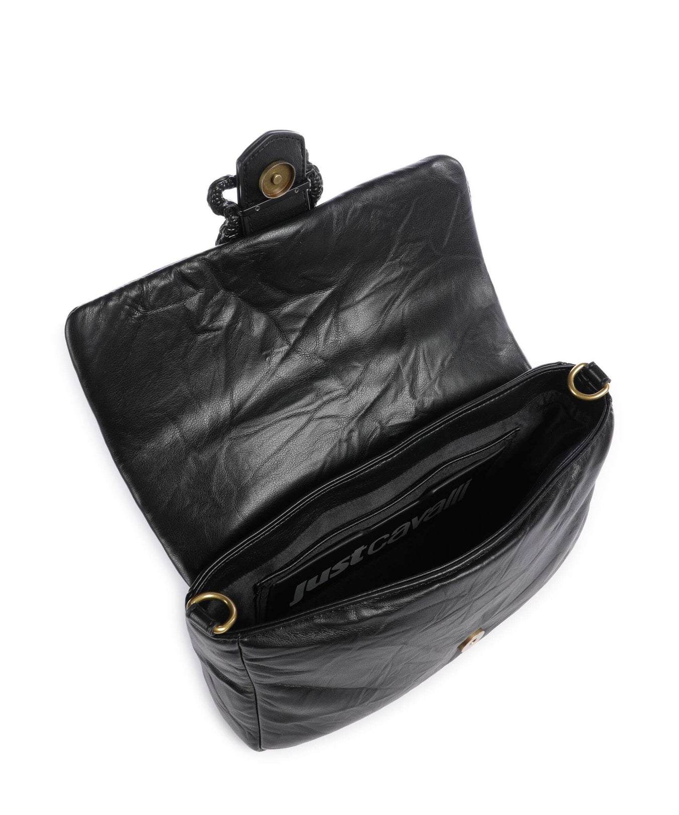 Just Cavalli Iconic Snakes Puffy Shoulder bag black