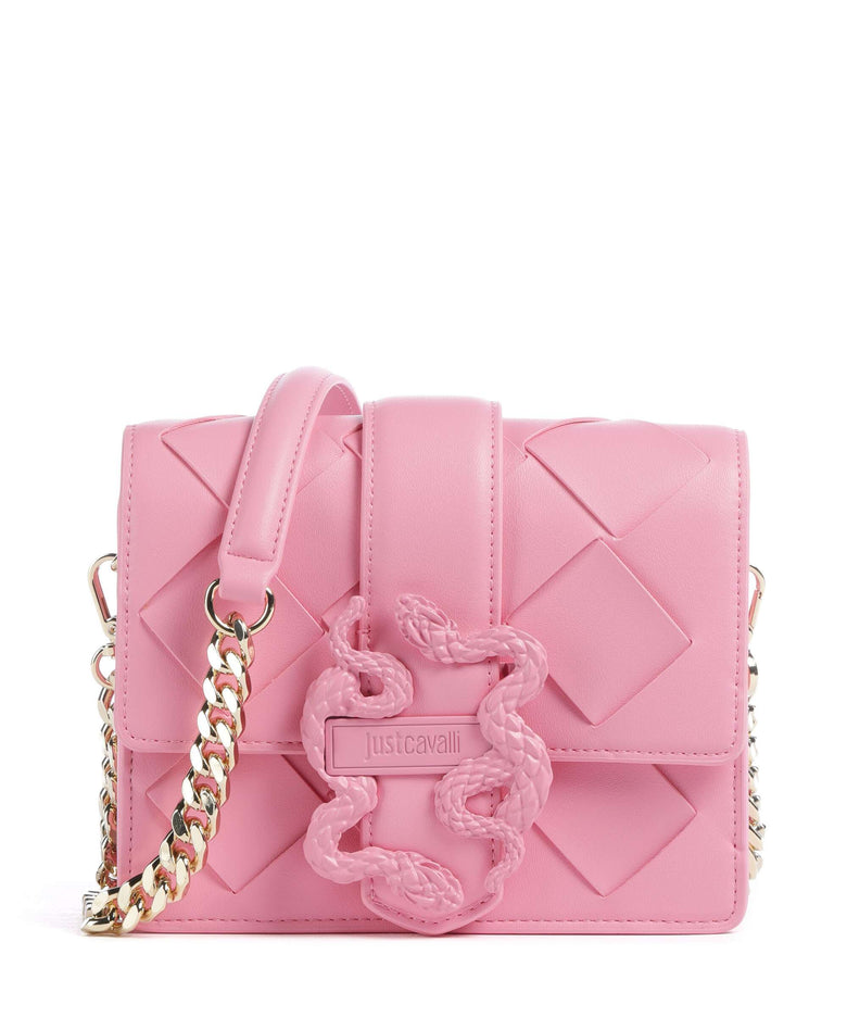 Just Cavalli Iconic Snakes Braided Crossbody bag begonia pink