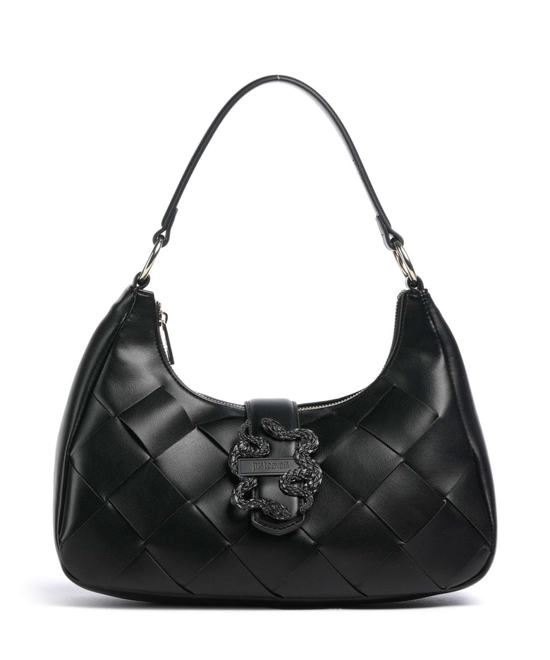 Just Cavalli Iconic Snakes Braided Shoulder bag black